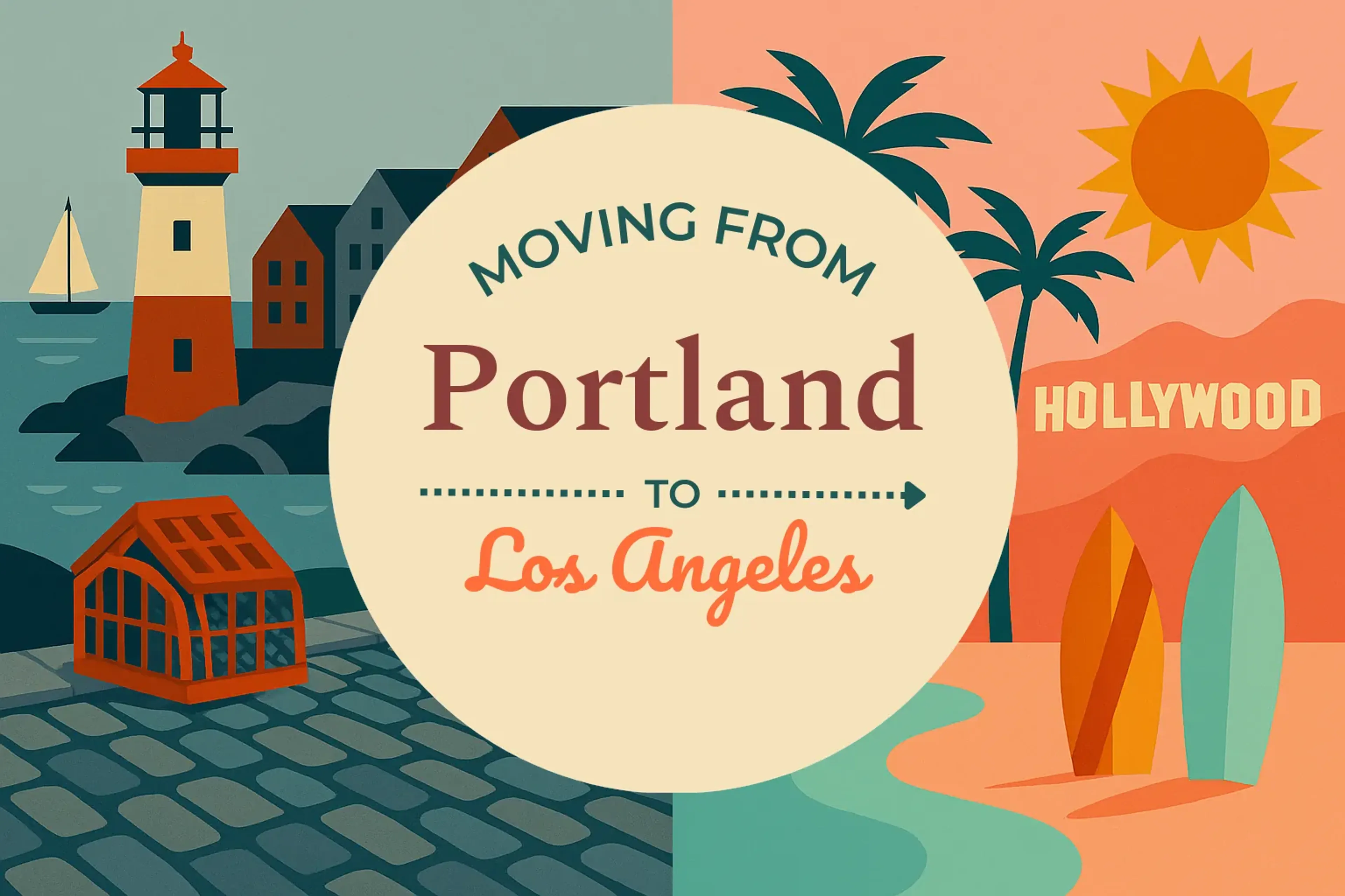 Side-by-side comparison of Portland to Los Angeles moving companies