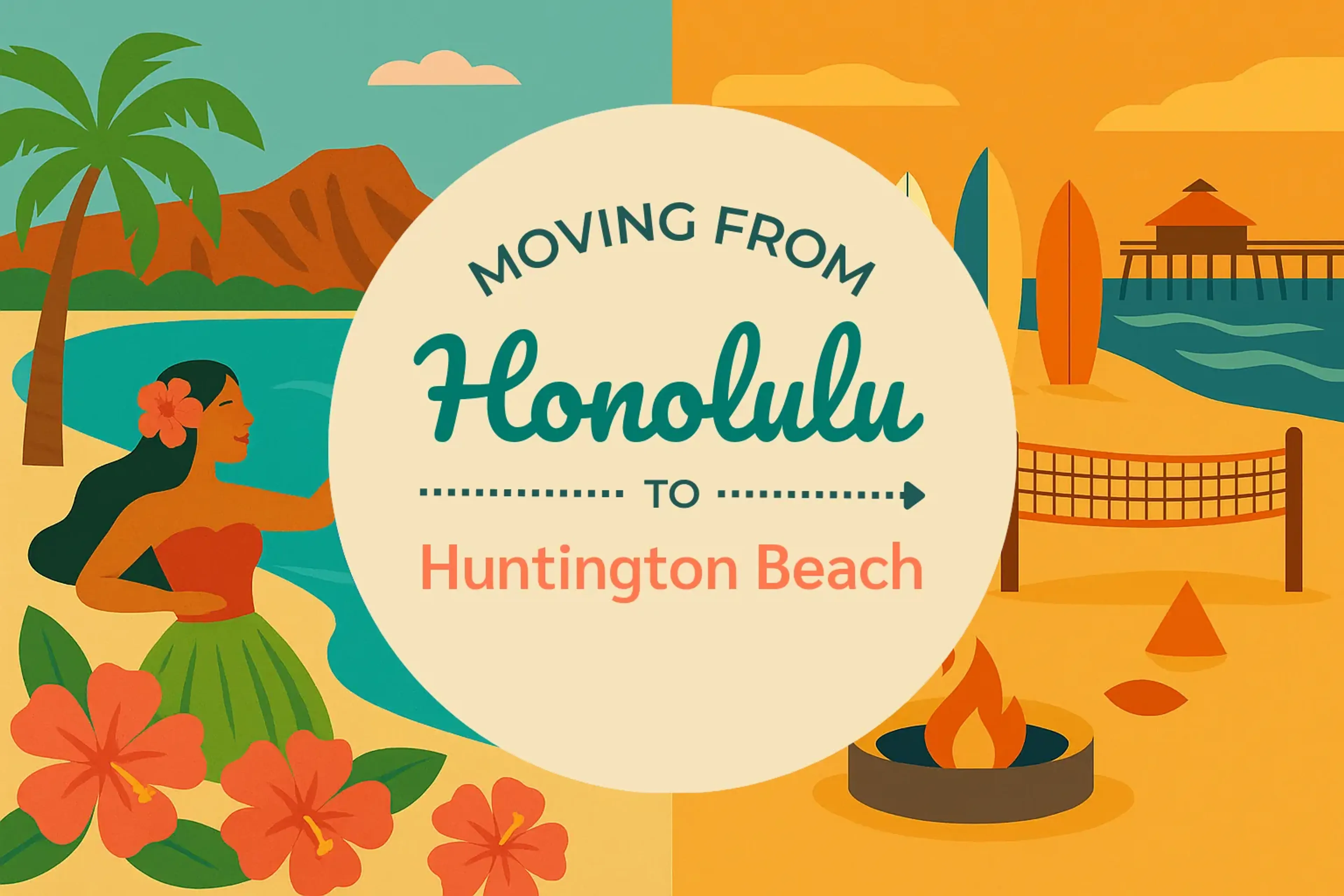 Side-by-side comparison of Honolulu to Huntington Beach moving companies