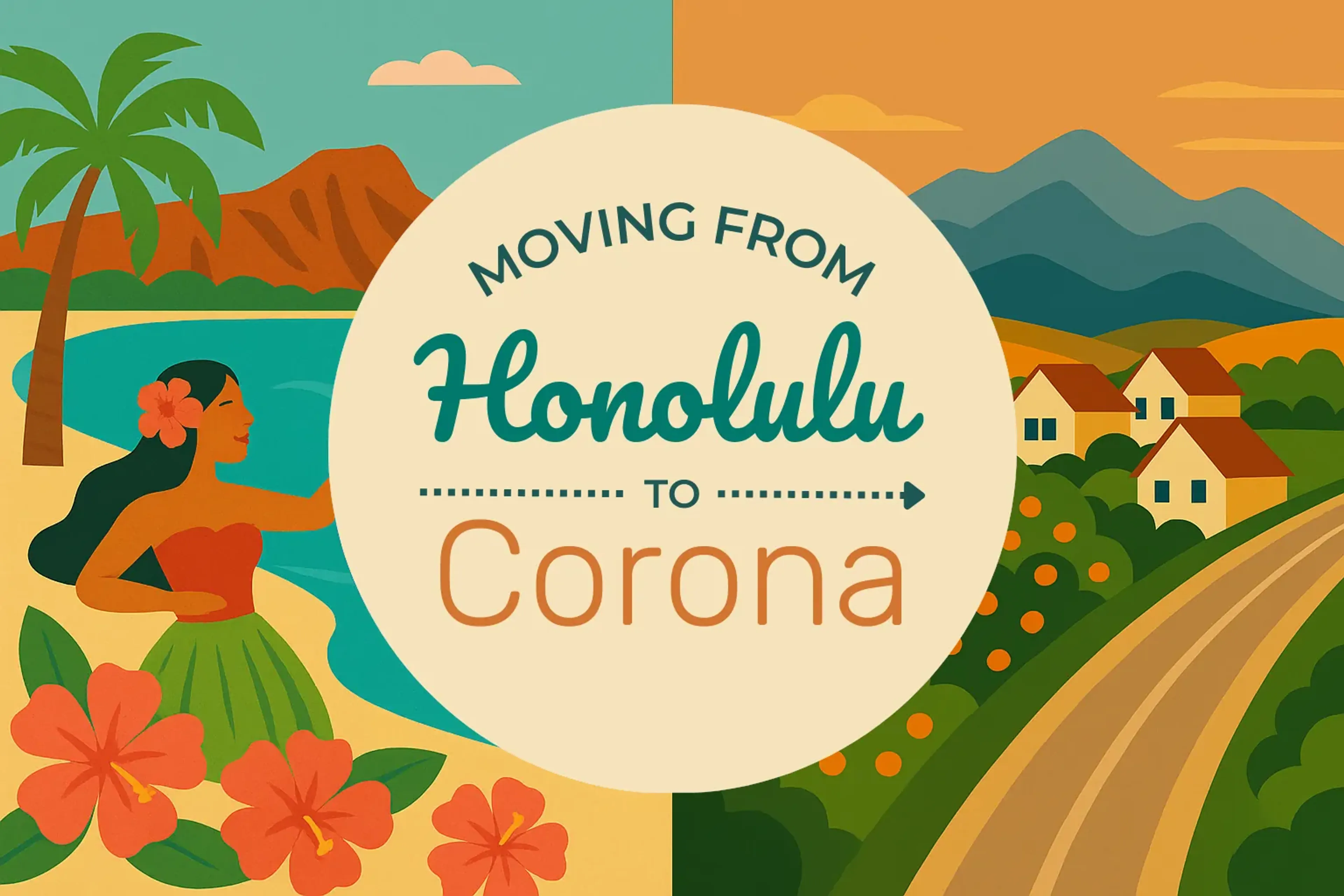 Side-by-side comparison of Honolulu to Corona moving companies
