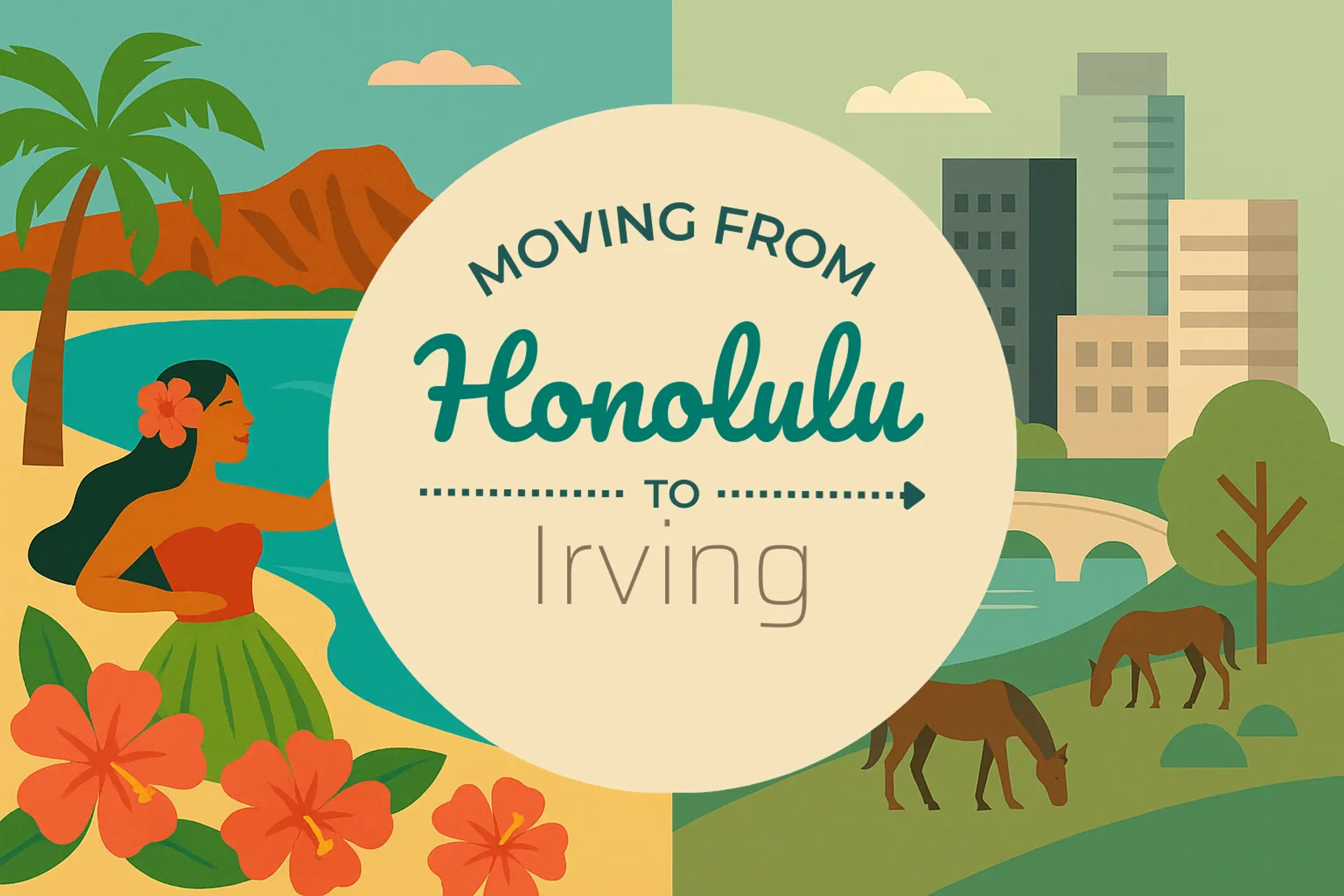 Side-by-side comparison of Honolulu to Irving moving companies