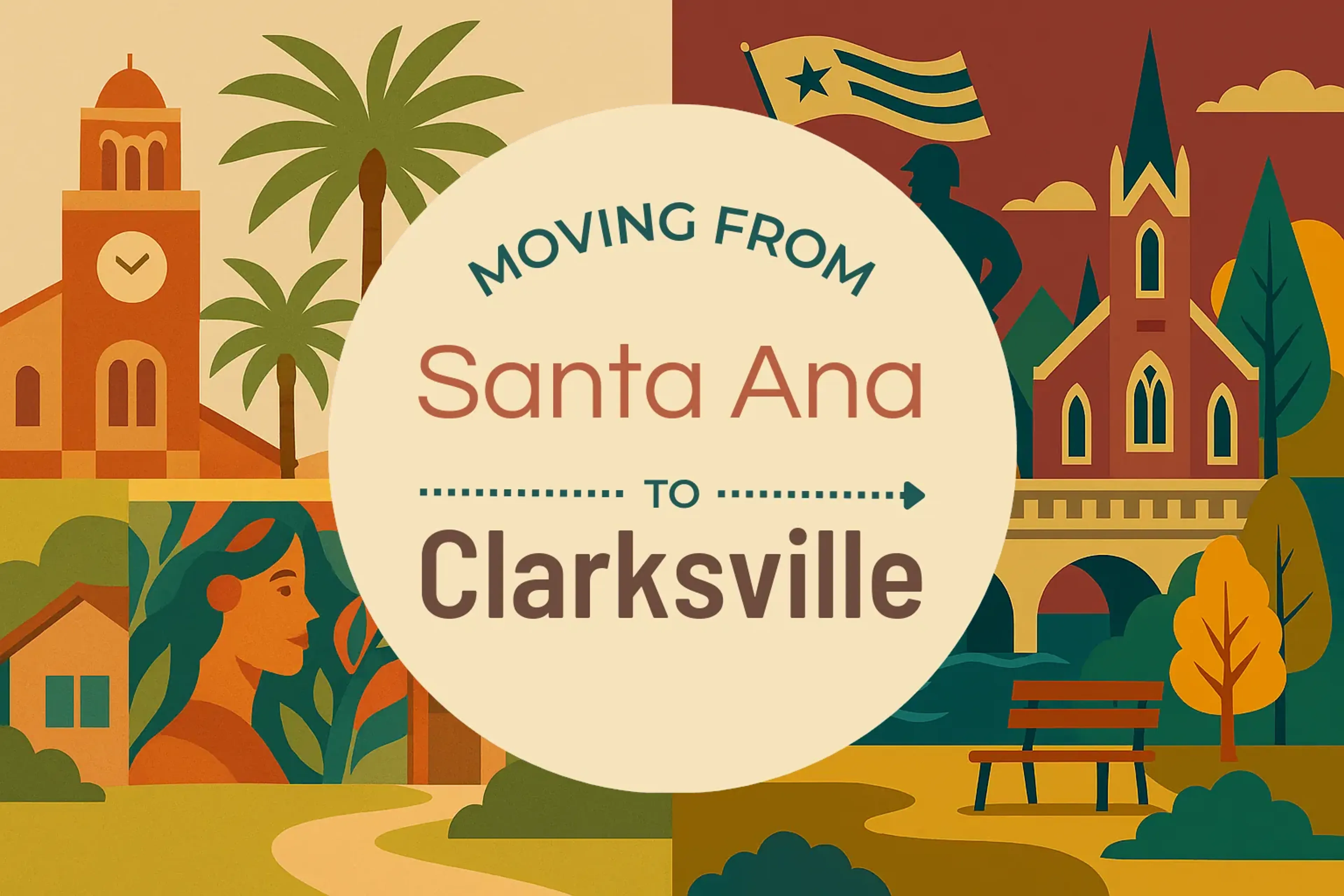 Side-by-side comparison of Santa Ana to Clarksville moving companies