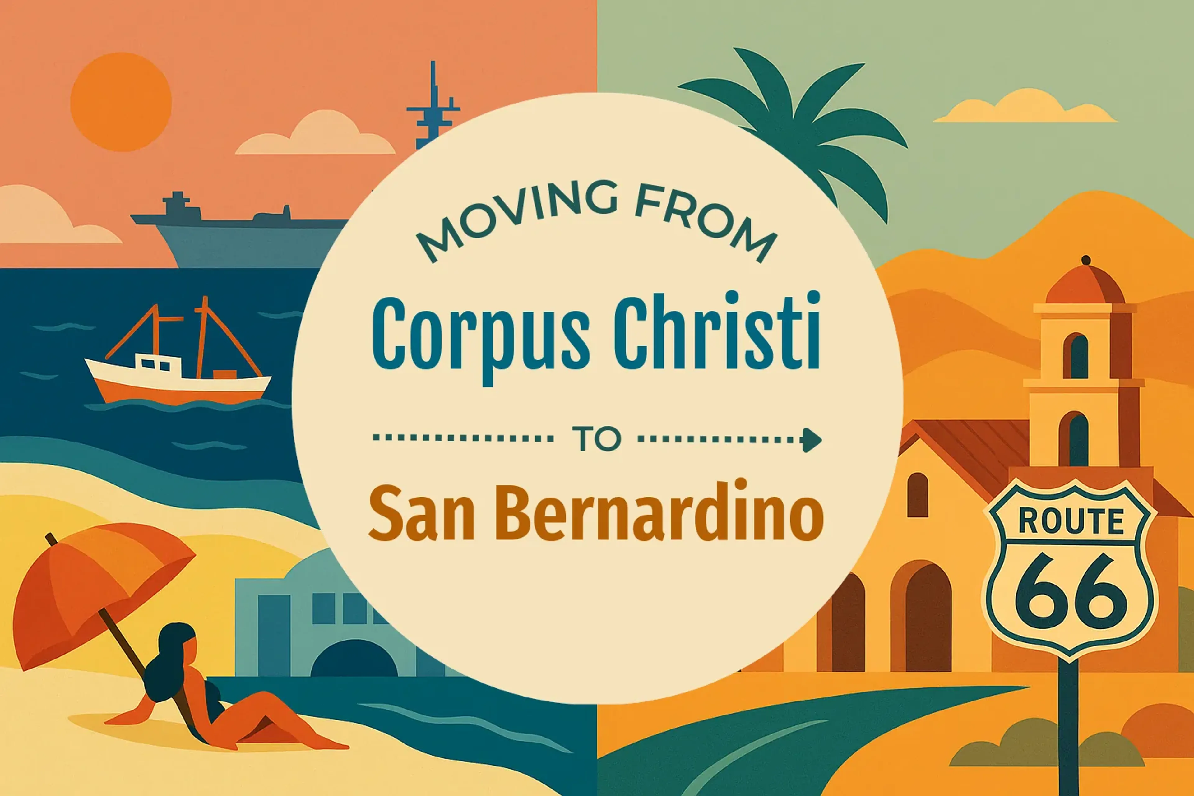 Side-by-side comparison of Corpus Christi to San Bernardino moving companies