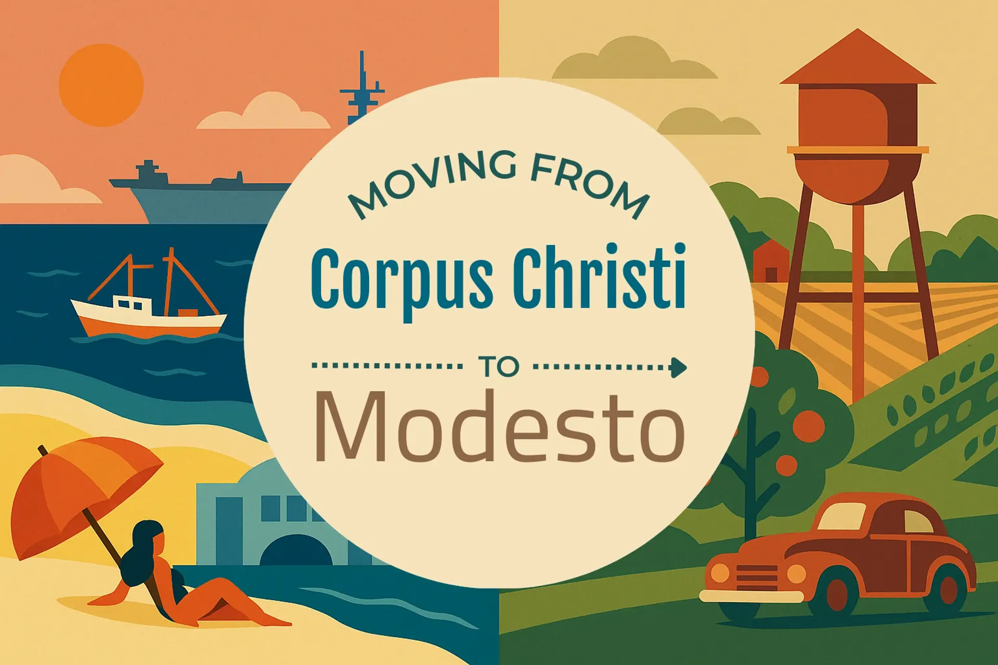 Side-by-side comparison of Corpus Christi to Modesto moving companies