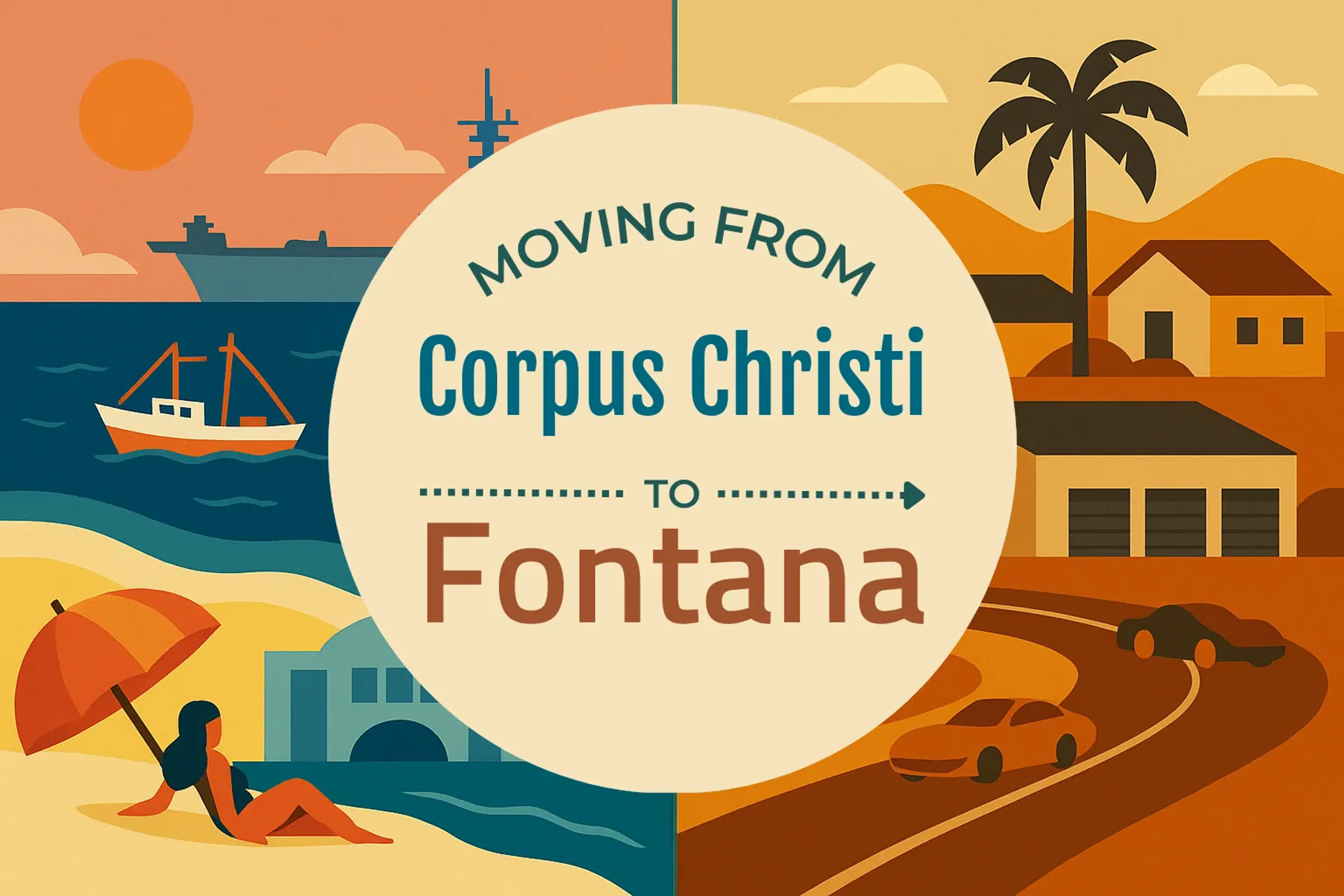 Side-by-side comparison of Corpus Christi to Fontana moving companies