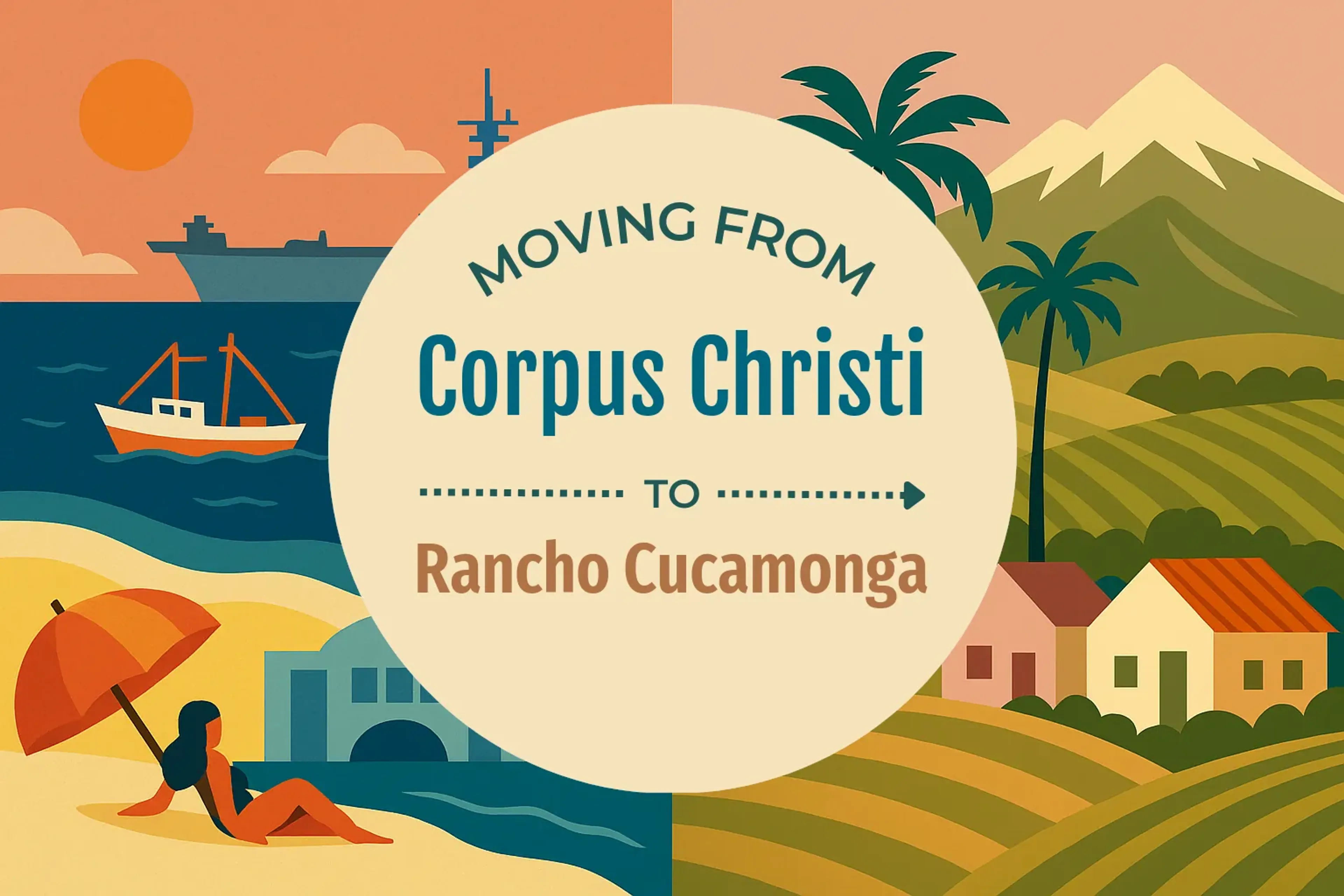 Side-by-side comparison of Corpus Christi to Rancho Cucamonga moving companies