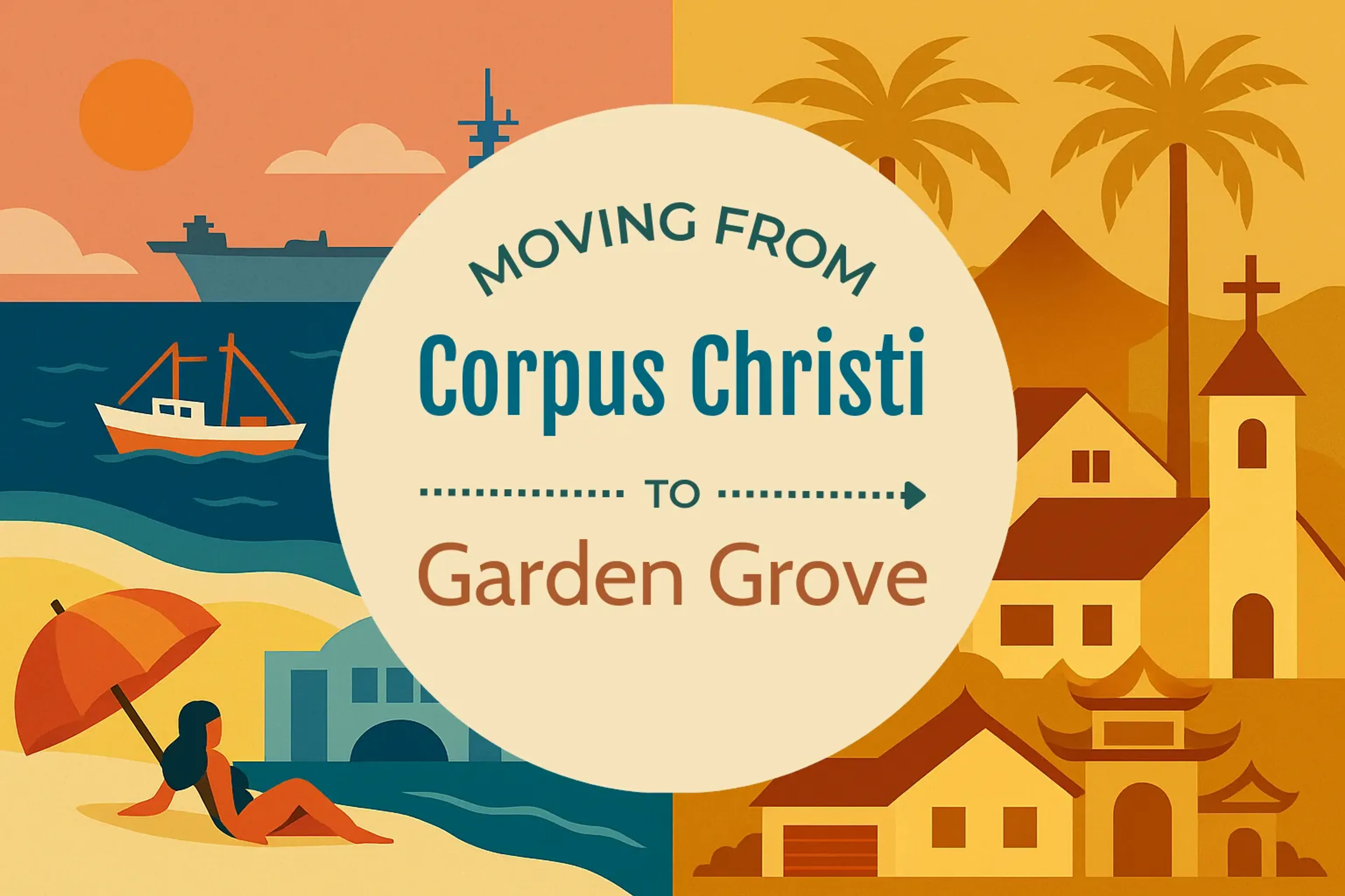 Side-by-side comparison of Corpus Christi to Garden Grove moving companies
