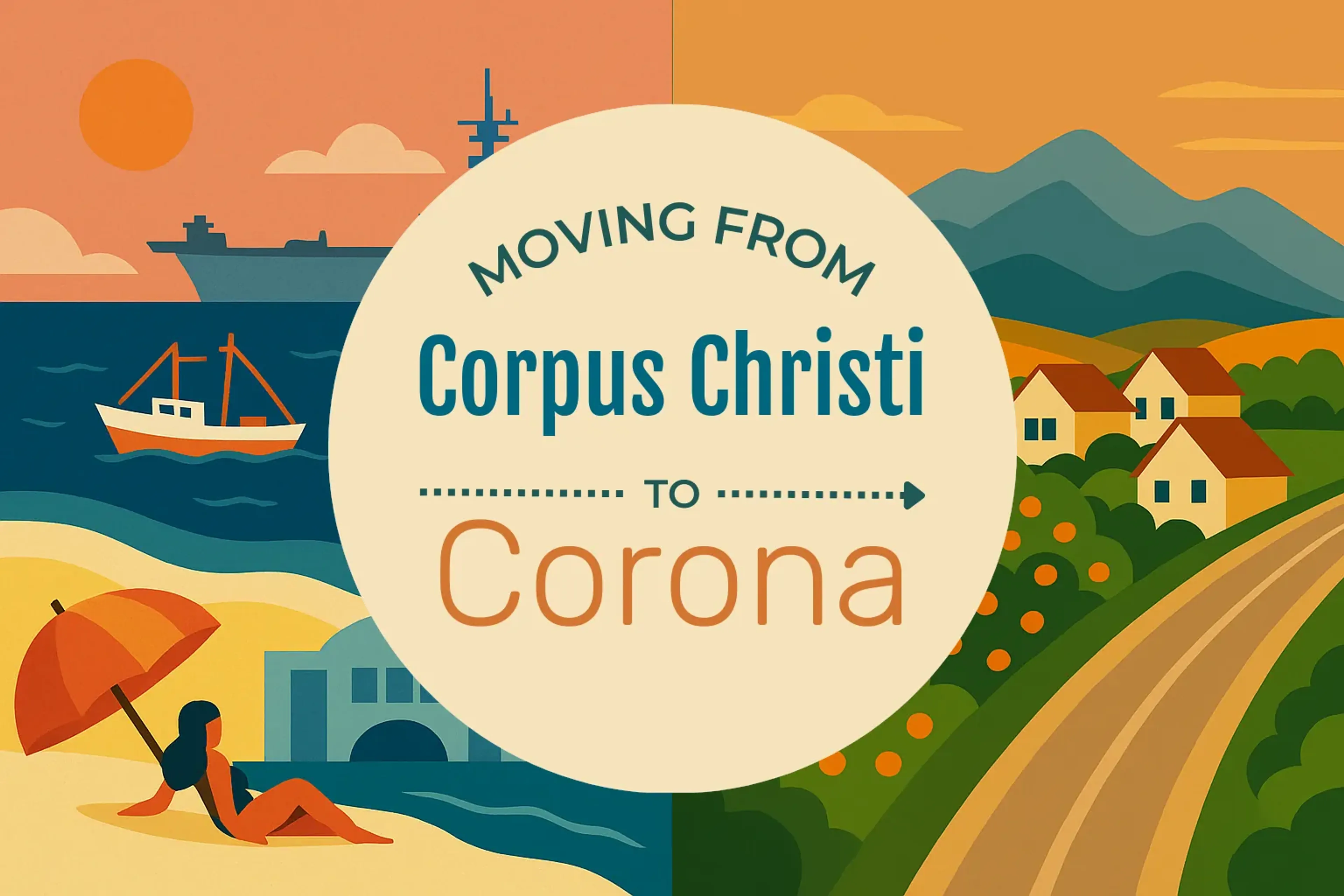 Side-by-side comparison of Corpus Christi to Corona moving companies