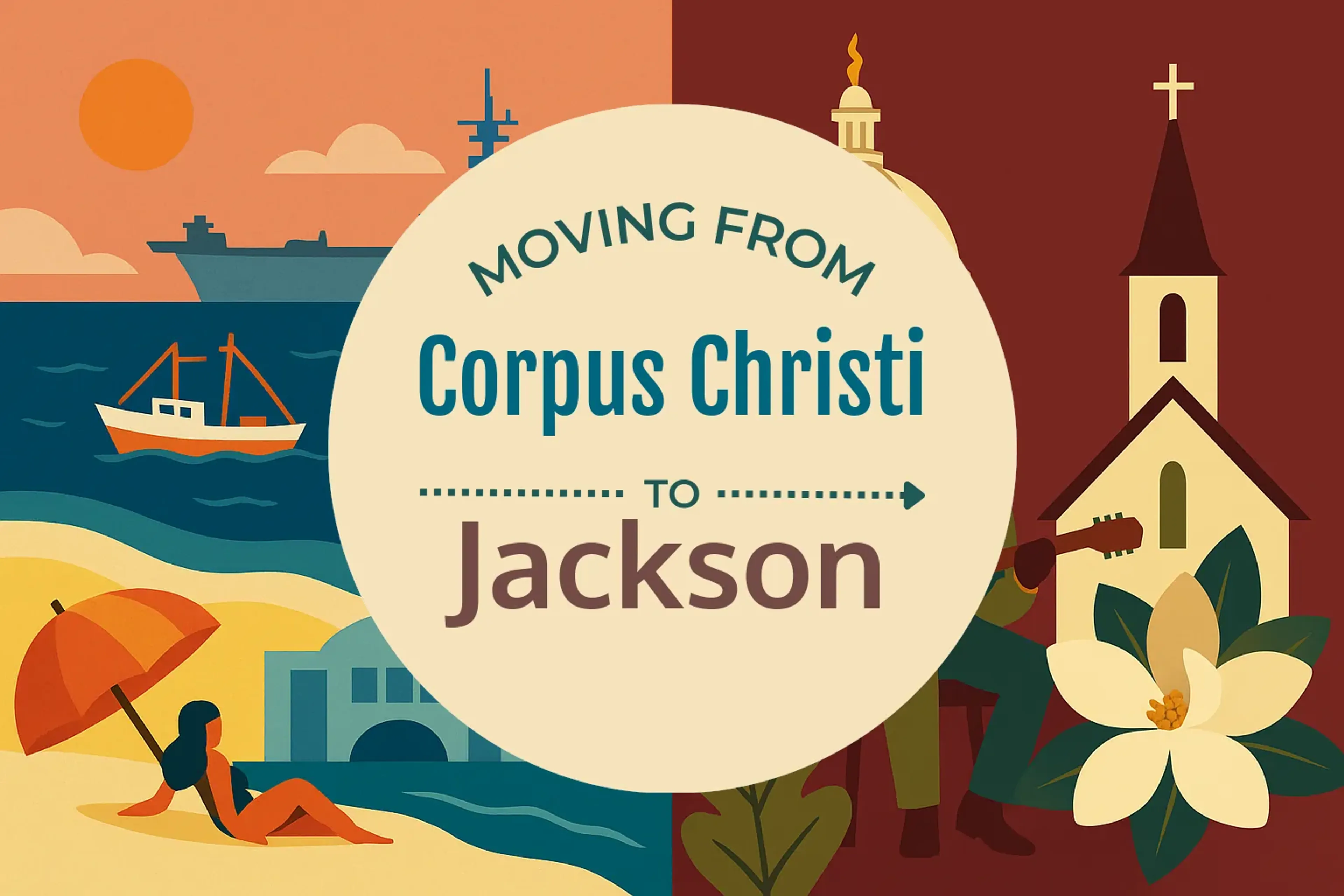 Side-by-side comparison of Corpus Christi to Jackson moving companies