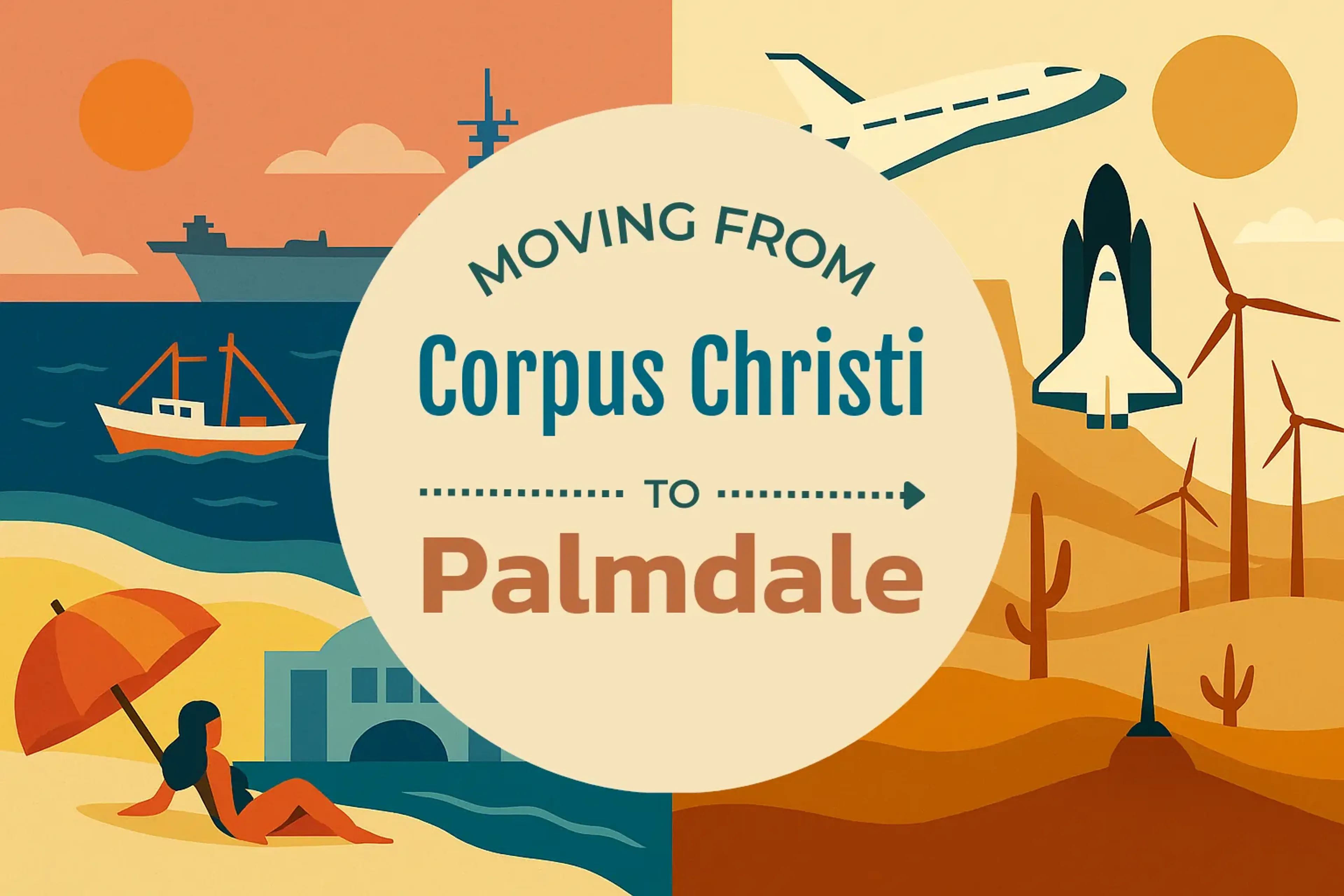 Side-by-side comparison of Corpus Christi to Palmdale moving companies
