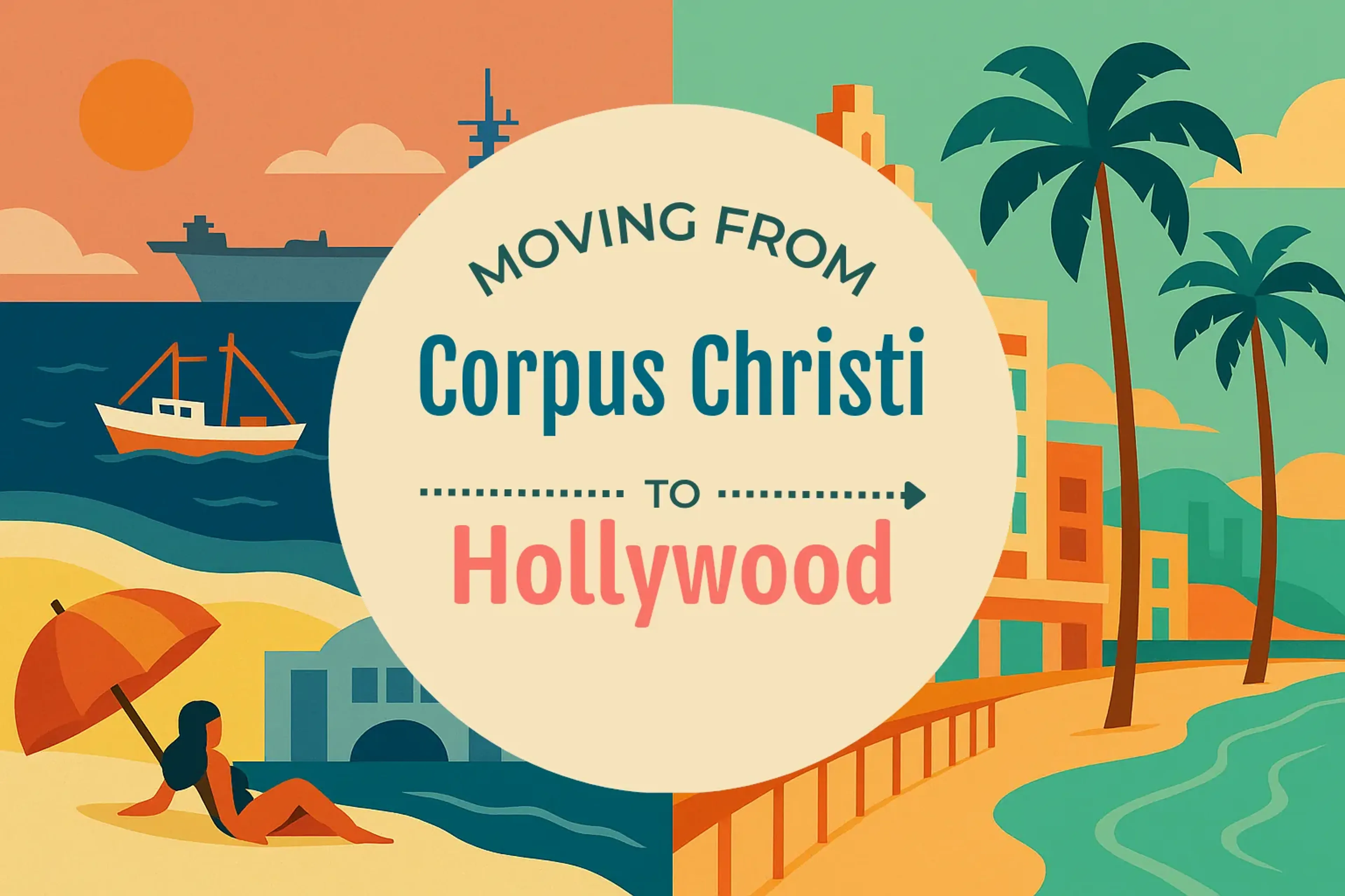 Side-by-side comparison of Corpus Christi to Hollywood moving companies