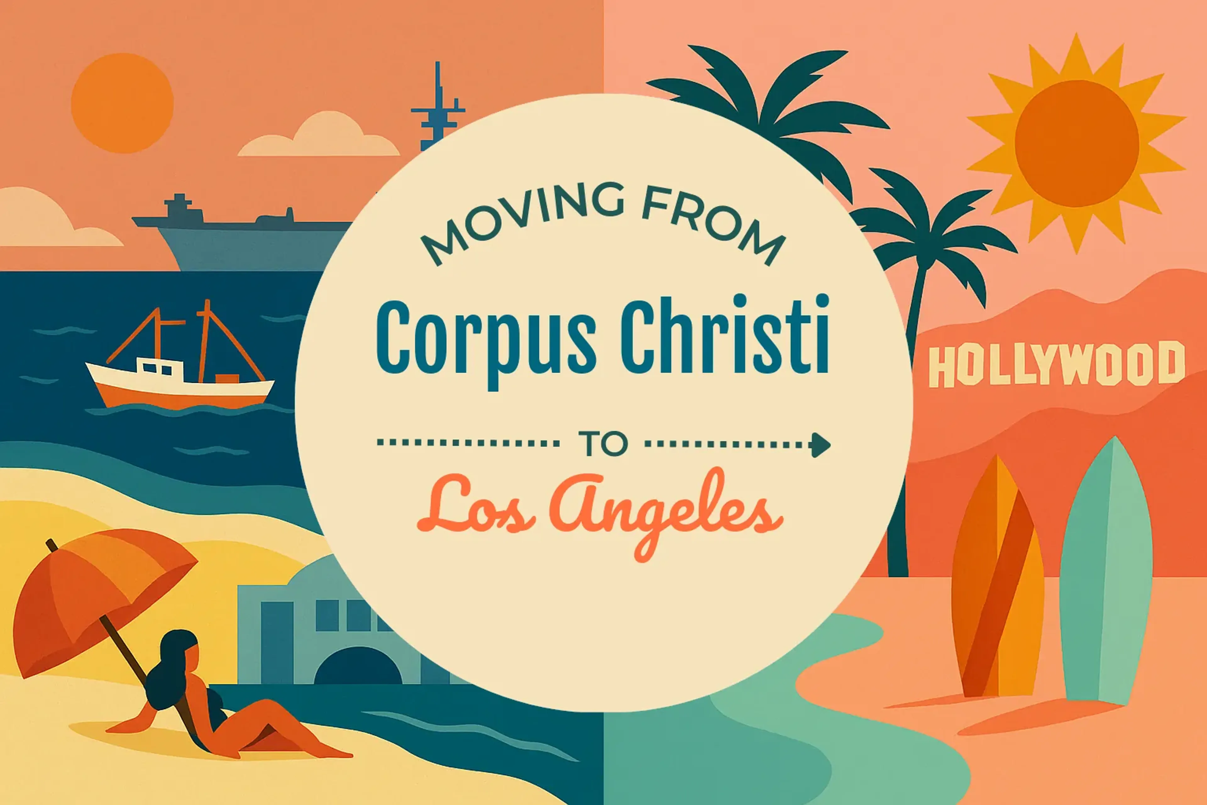 Side-by-side comparison of Corpus Christi to Los Angeles moving companies