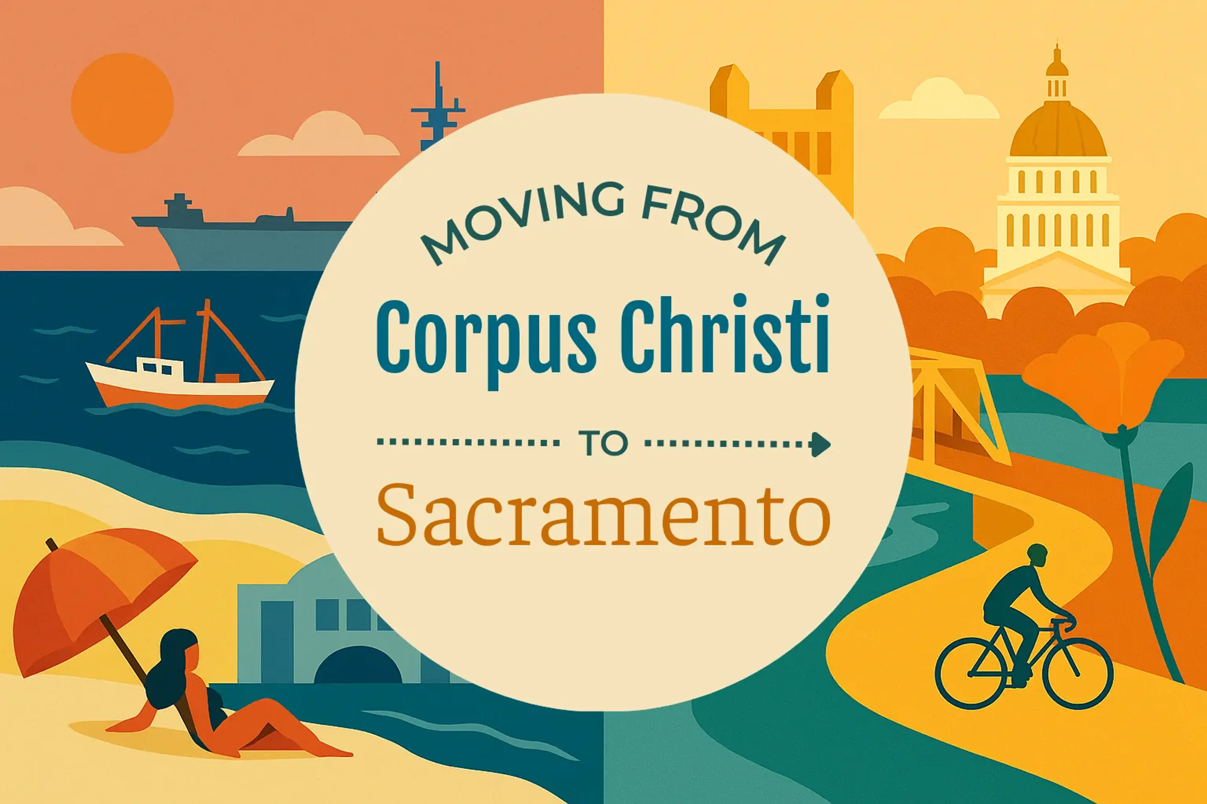 Side-by-side comparison of Corpus Christi to Sacramento moving companies