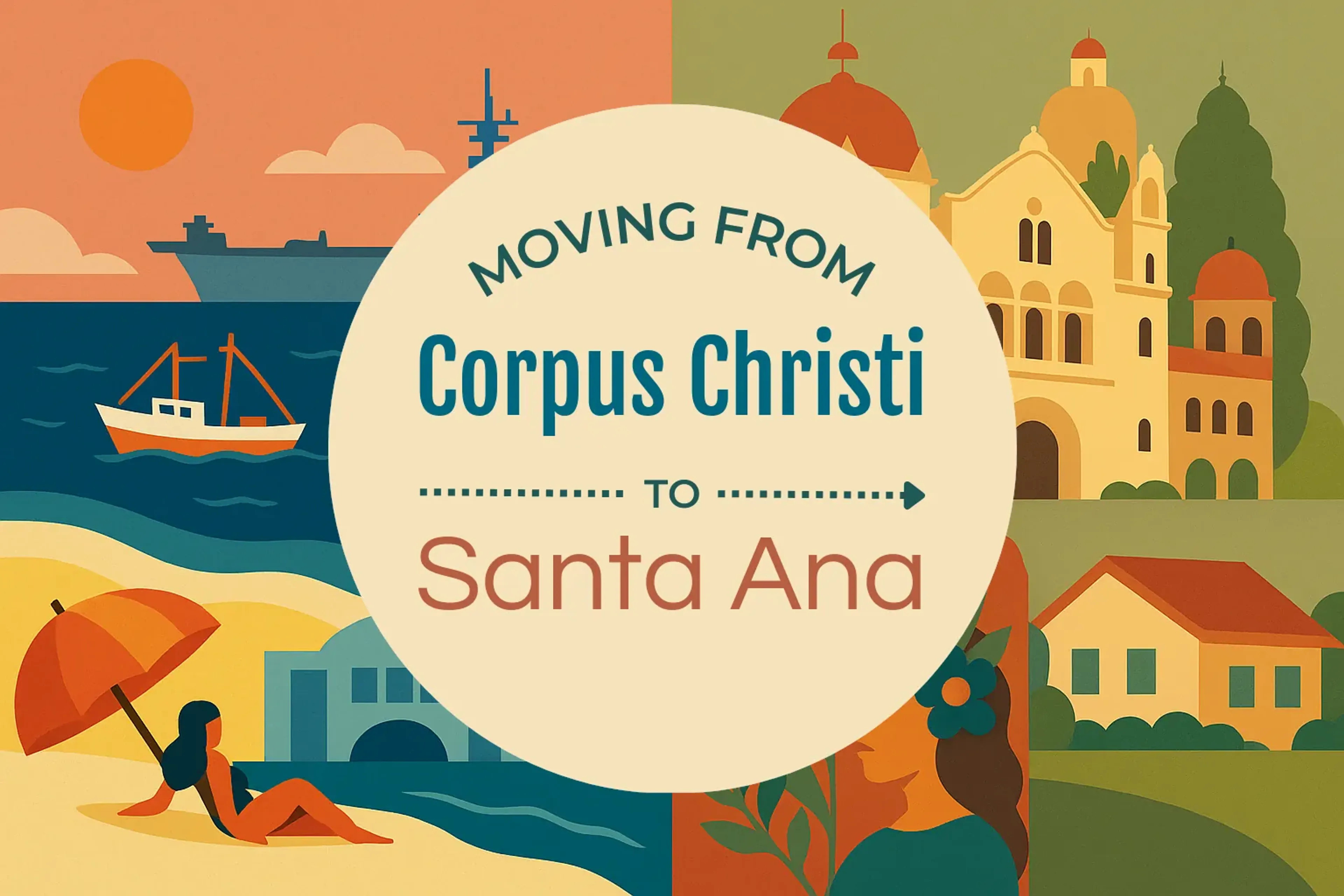Side-by-side comparison of Corpus Christi to Santa Ana moving companies
