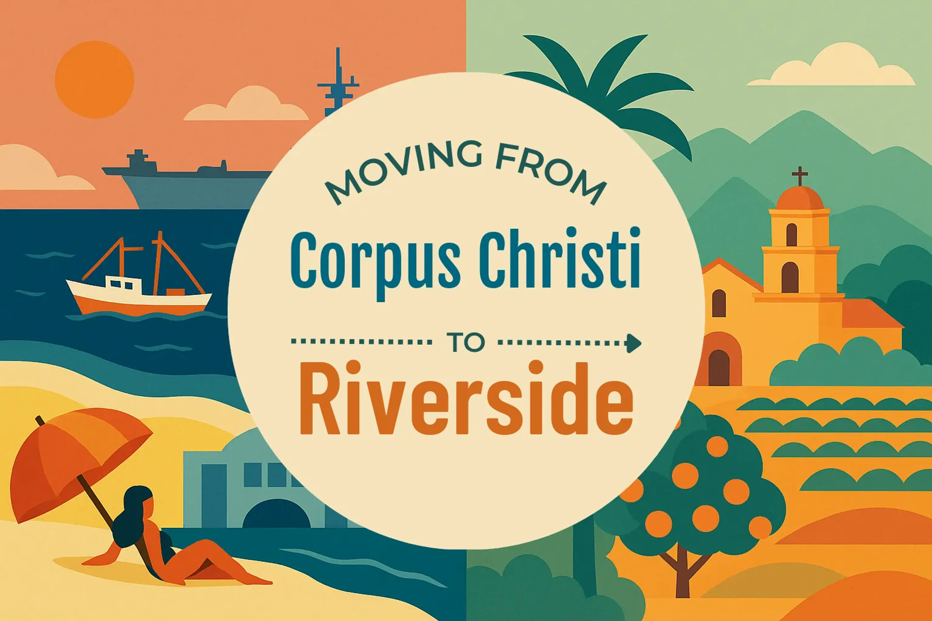 Side-by-side comparison of Corpus Christi to Riverside moving companies