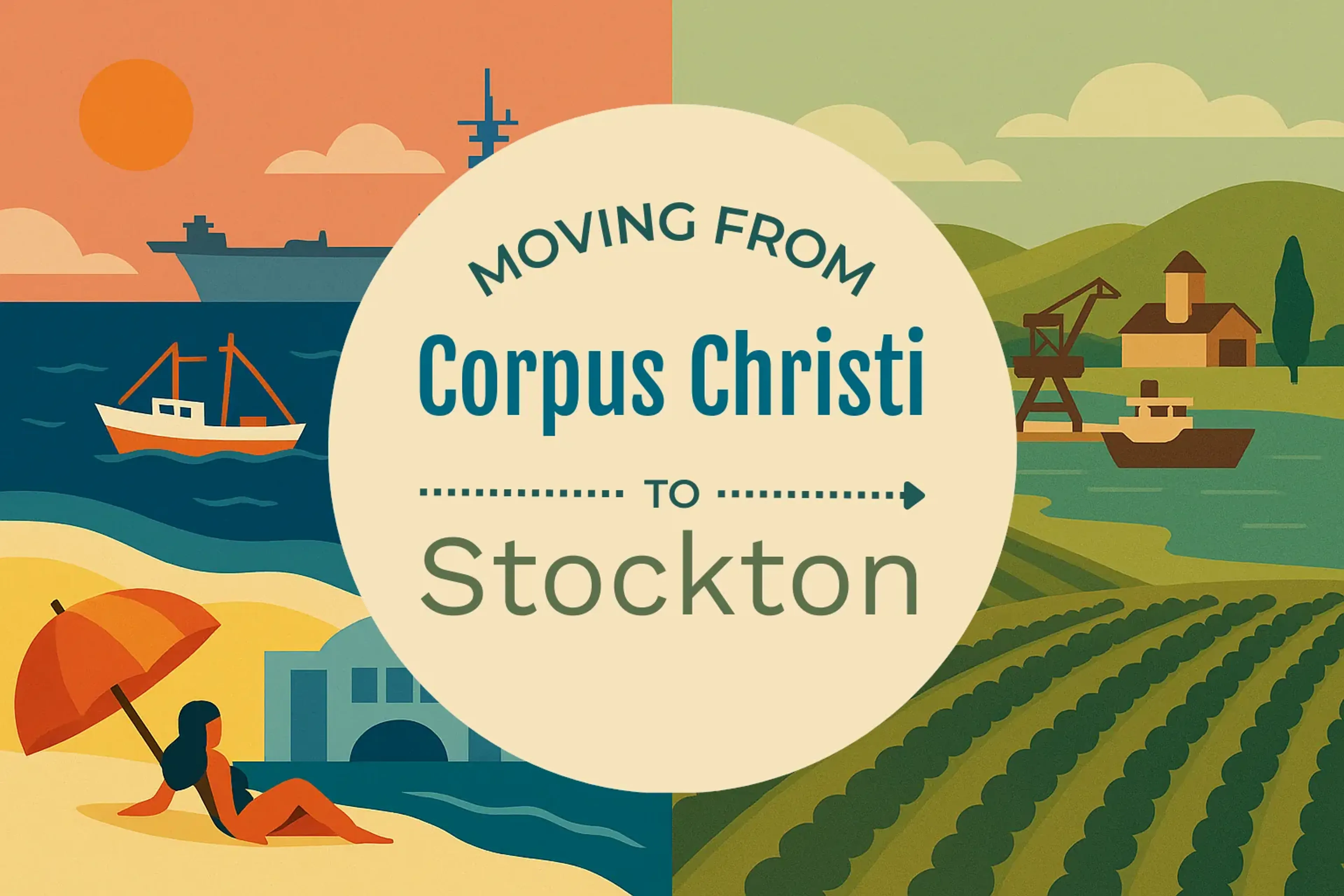 Side-by-side comparison of Corpus Christi to Stockton moving companies