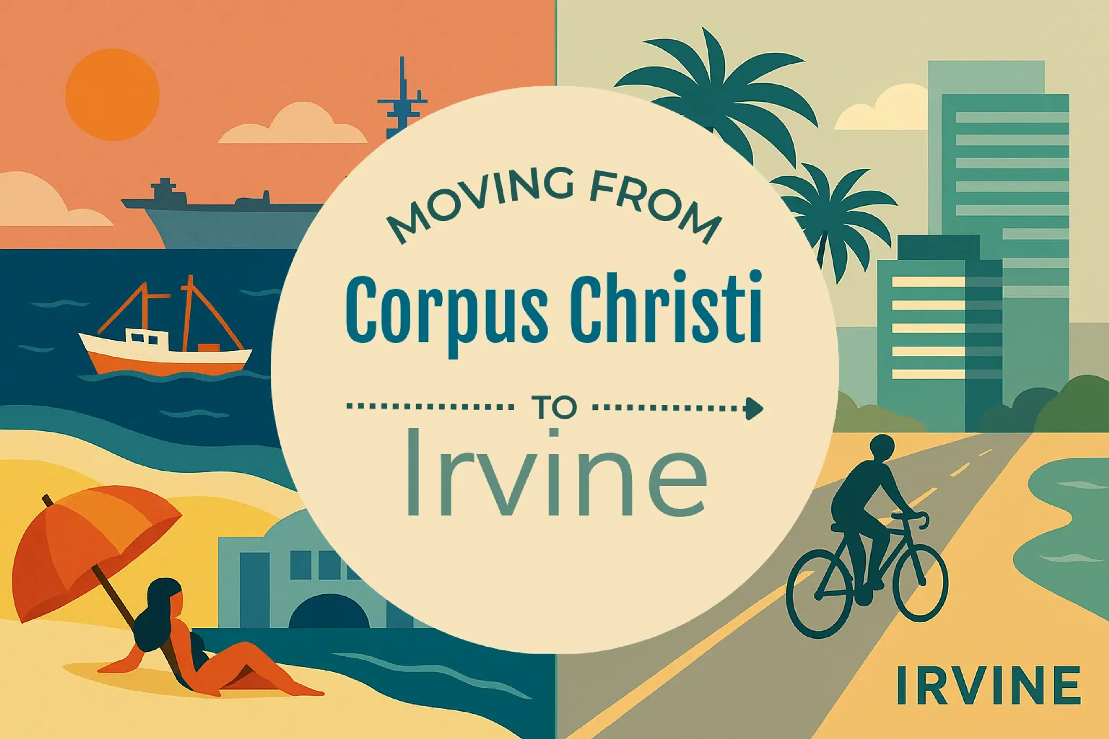 Side-by-side comparison of Corpus Christi to Irvine moving companies