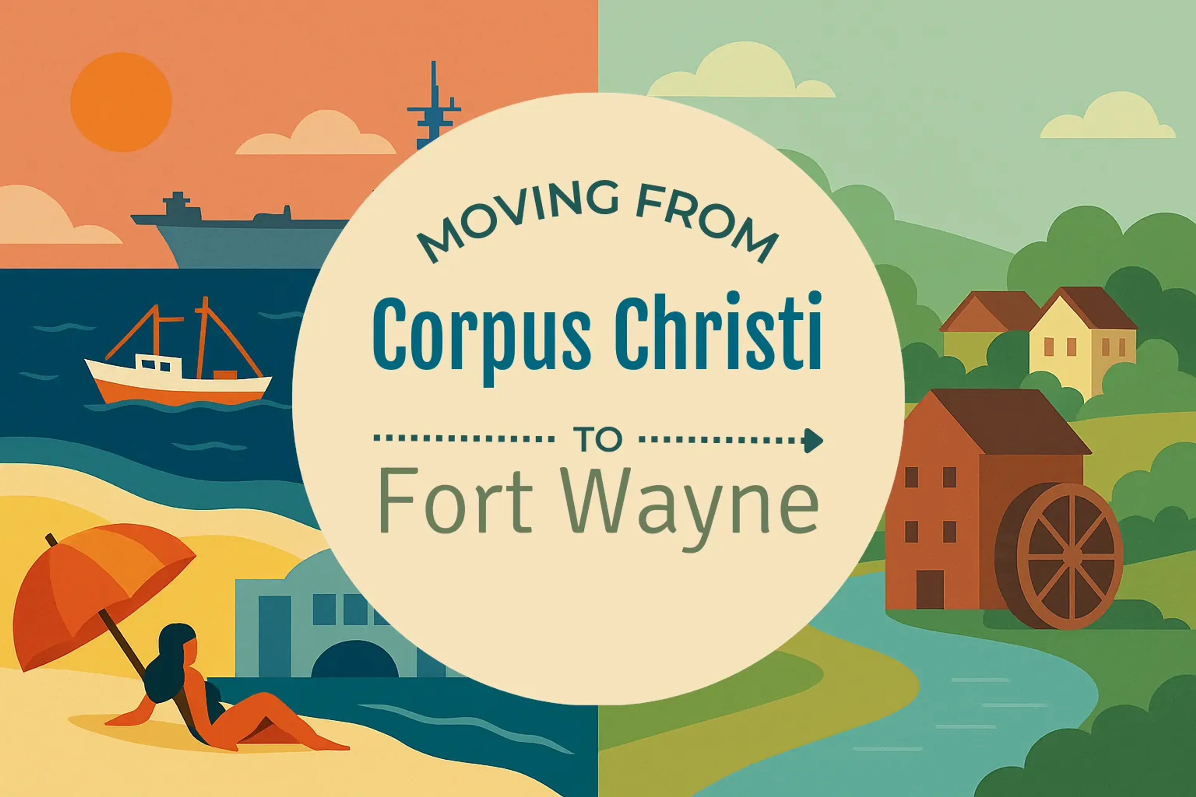 Side-by-side comparison of Corpus Christi to Fort Wayne moving companies