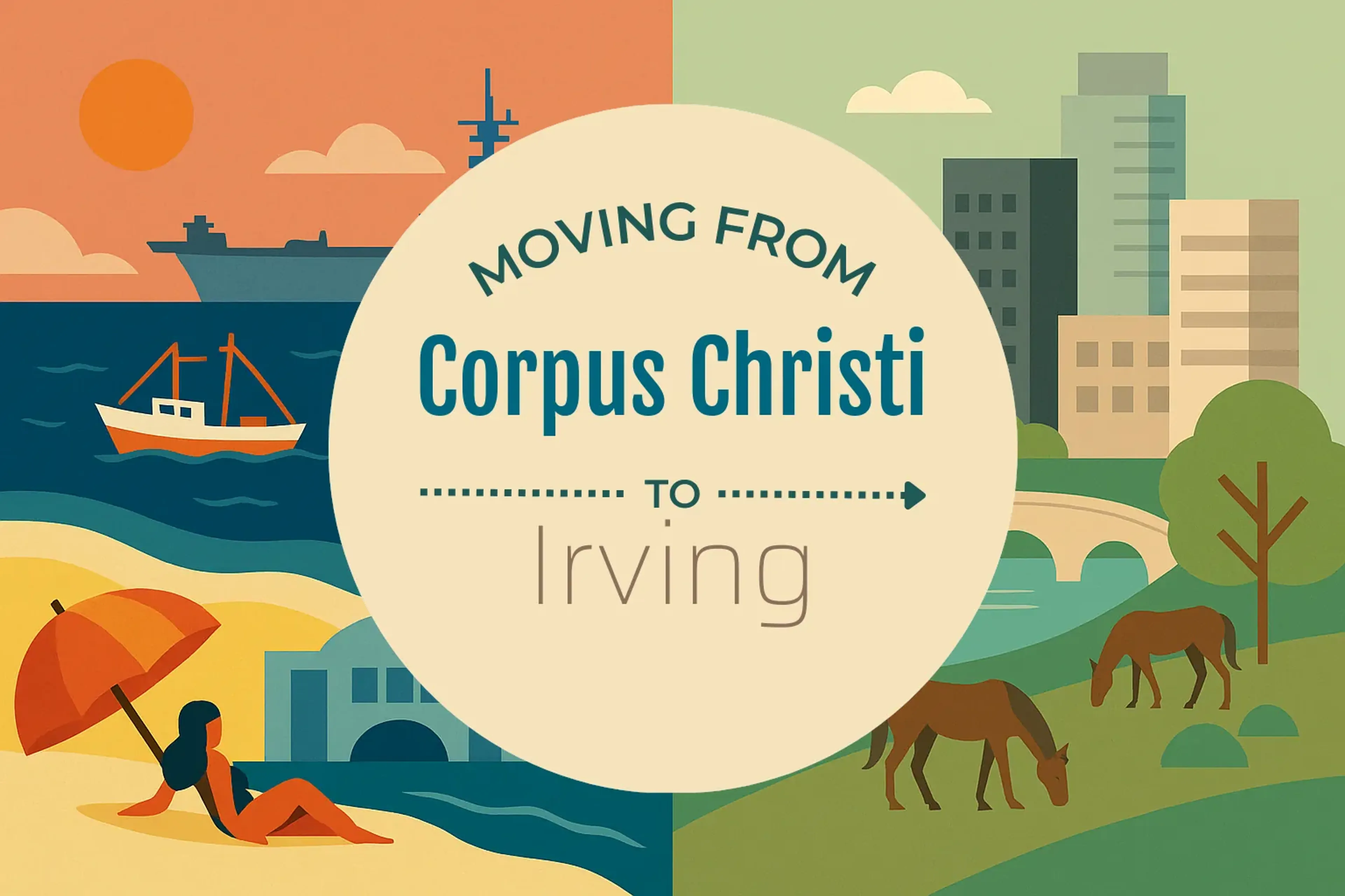 Side-by-side comparison of Corpus Christi to Irving moving companies