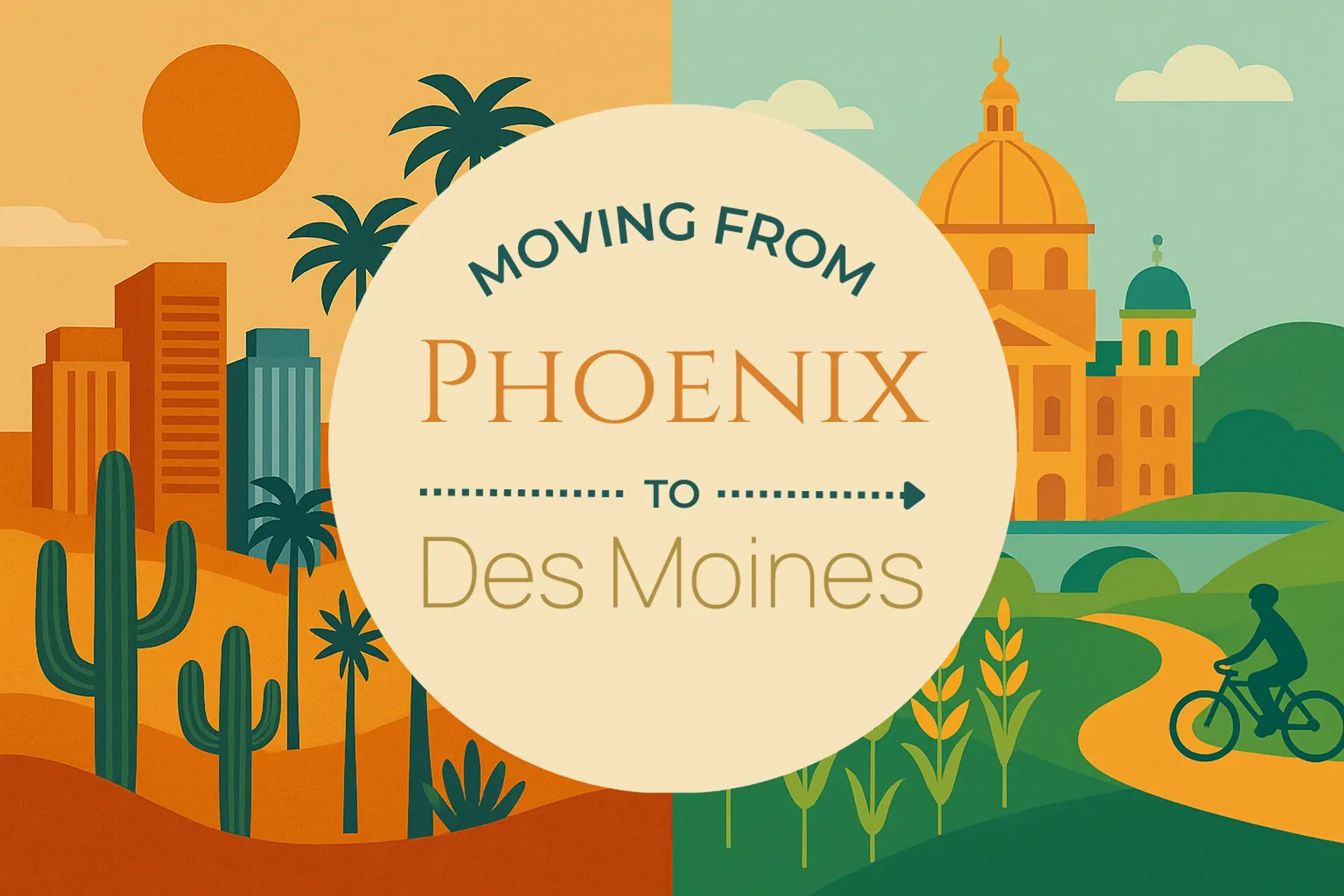 Side-by-side comparison of Phoenix to Des Moines moving companies