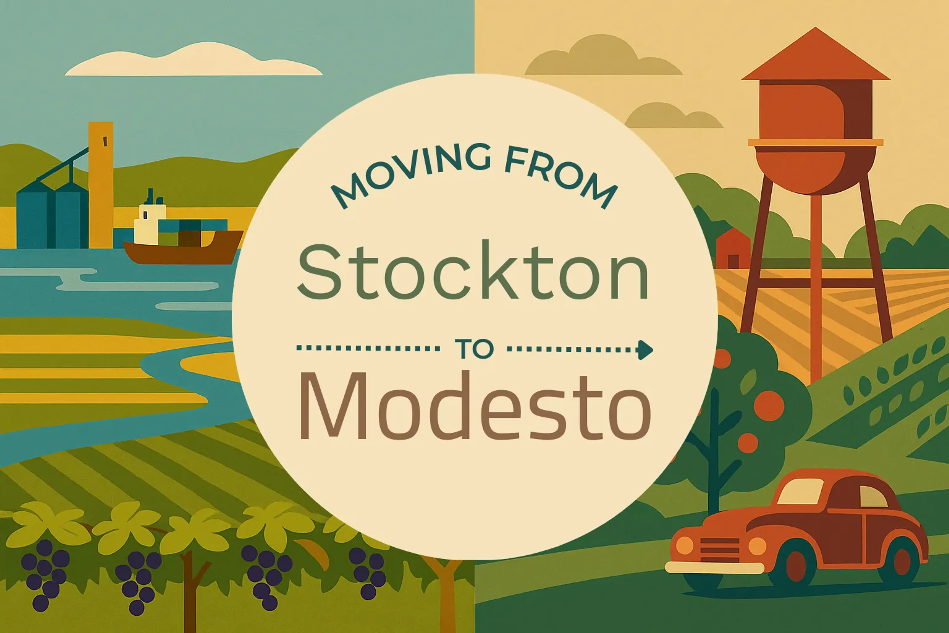 Side-by-side comparison of Stockton to Modesto moving companies