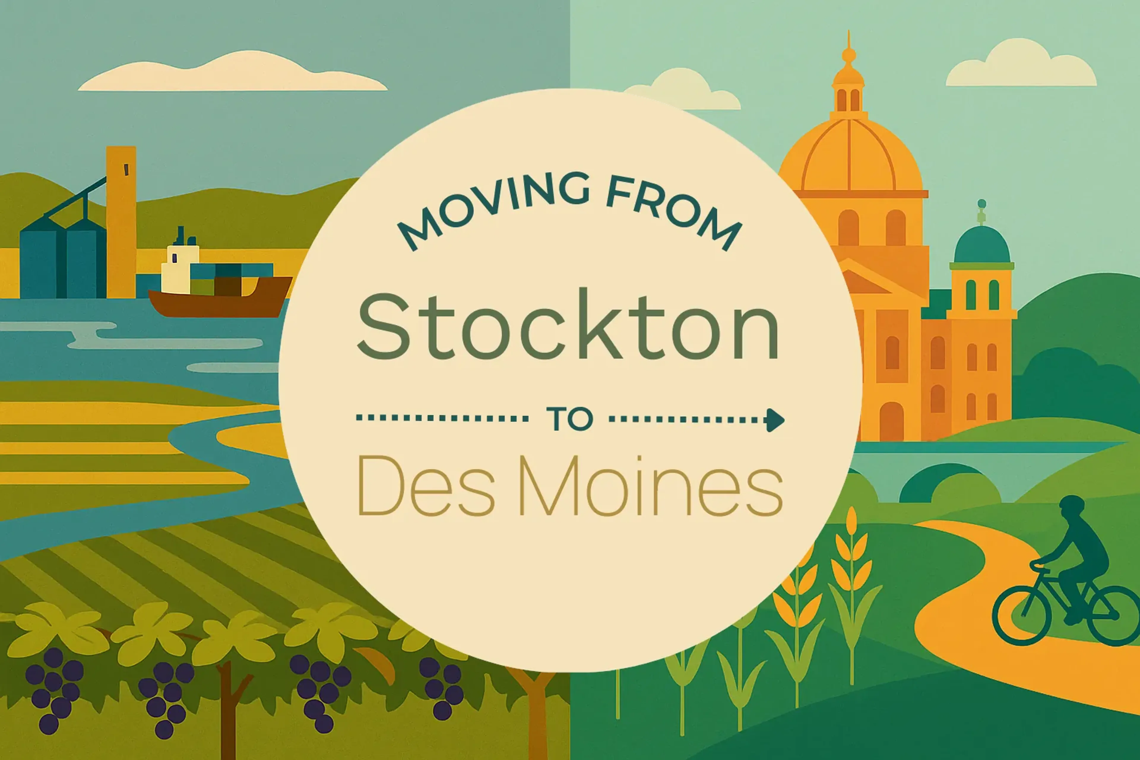 Side-by-side comparison of Stockton to Des Moines moving companies