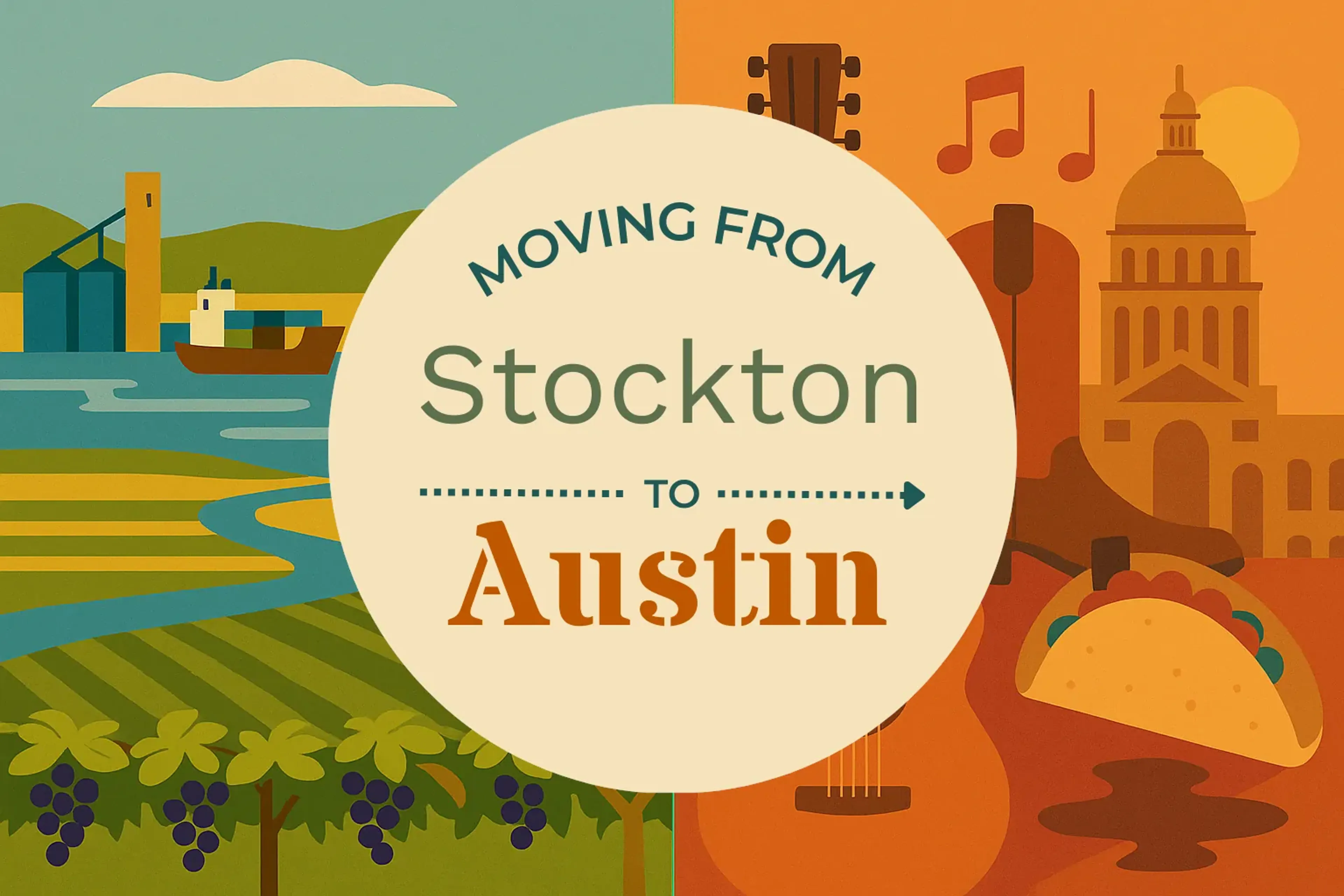 Side-by-side comparison of Stockton to Austin moving companies