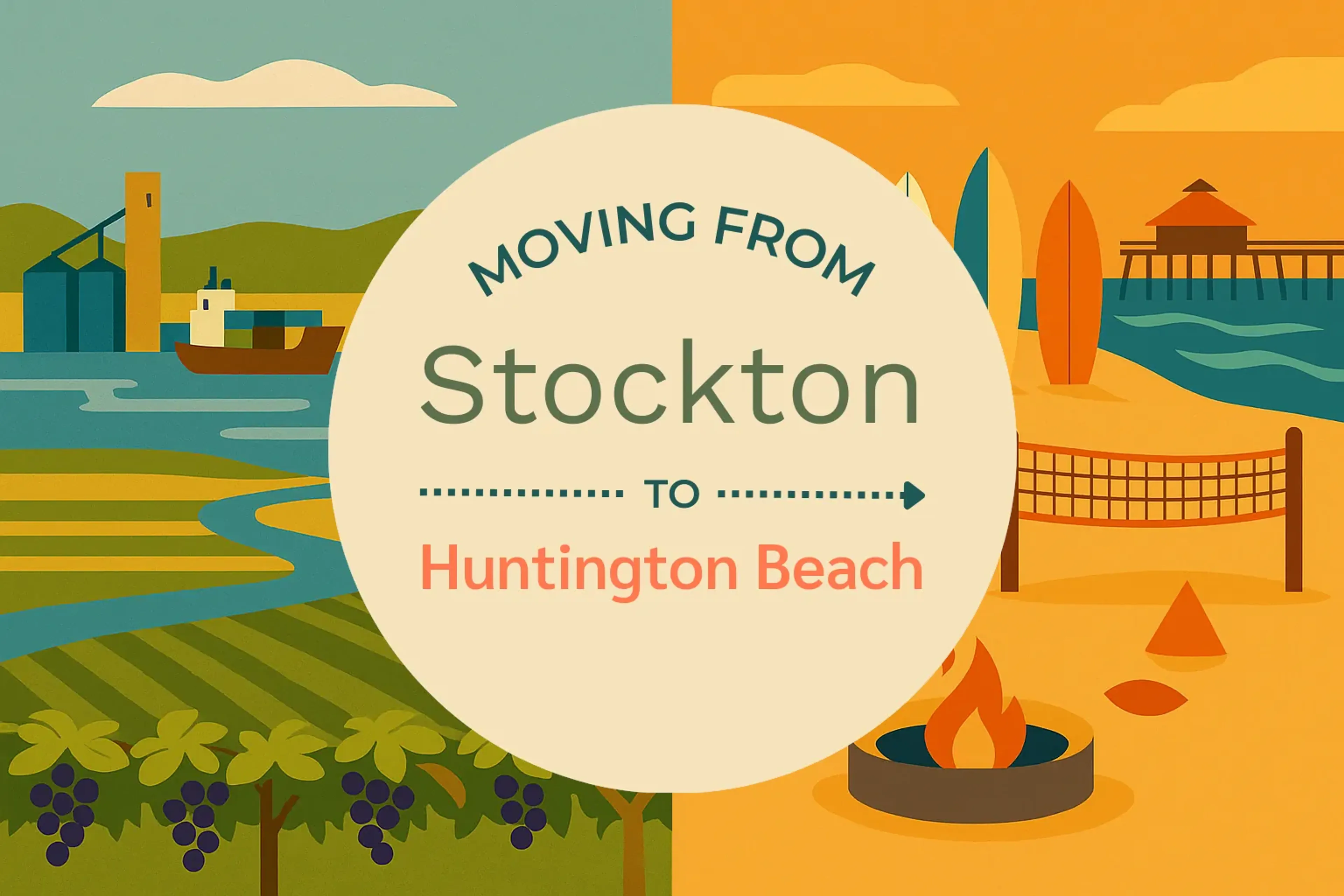Side-by-side comparison of Stockton to Huntington Beach moving companies
