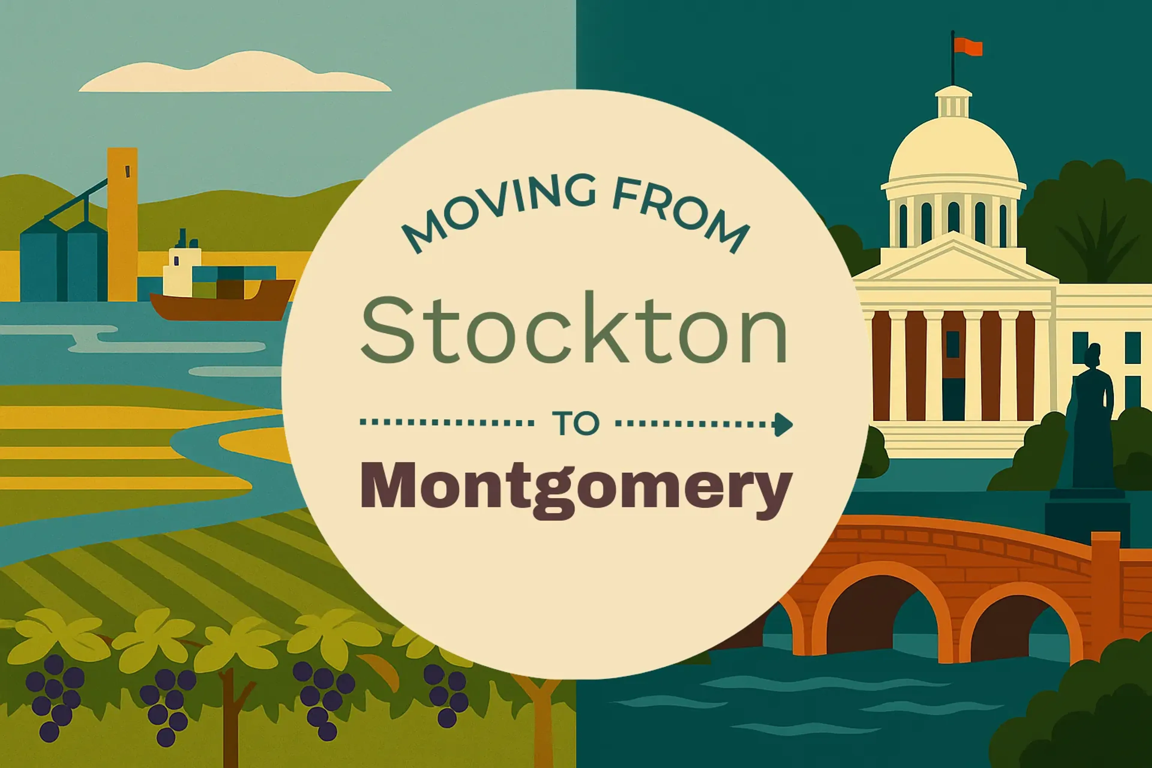 Side-by-side comparison of Stockton to Montgomery moving companies