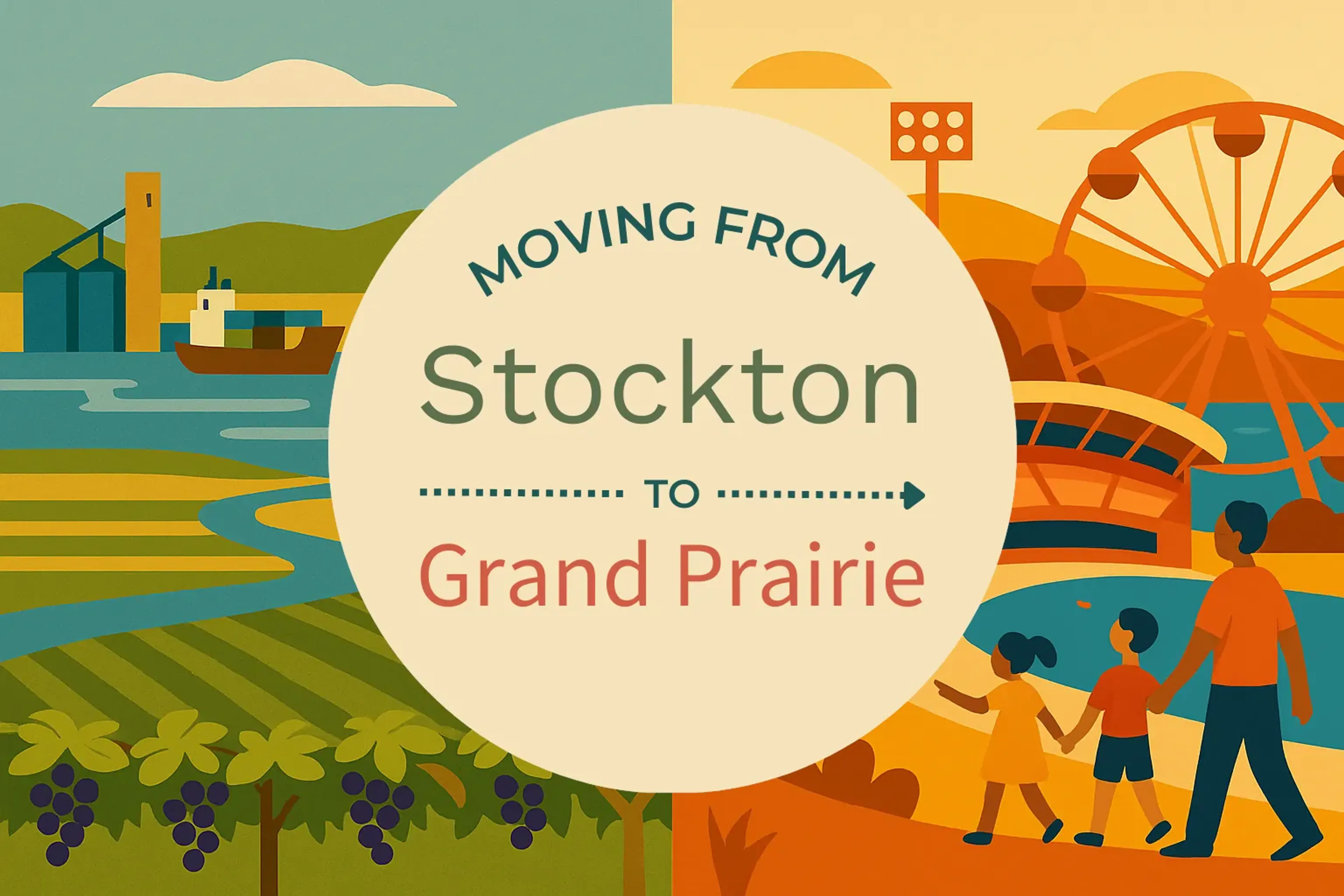 Side-by-side comparison of Stockton to Grand Prairie moving companies
