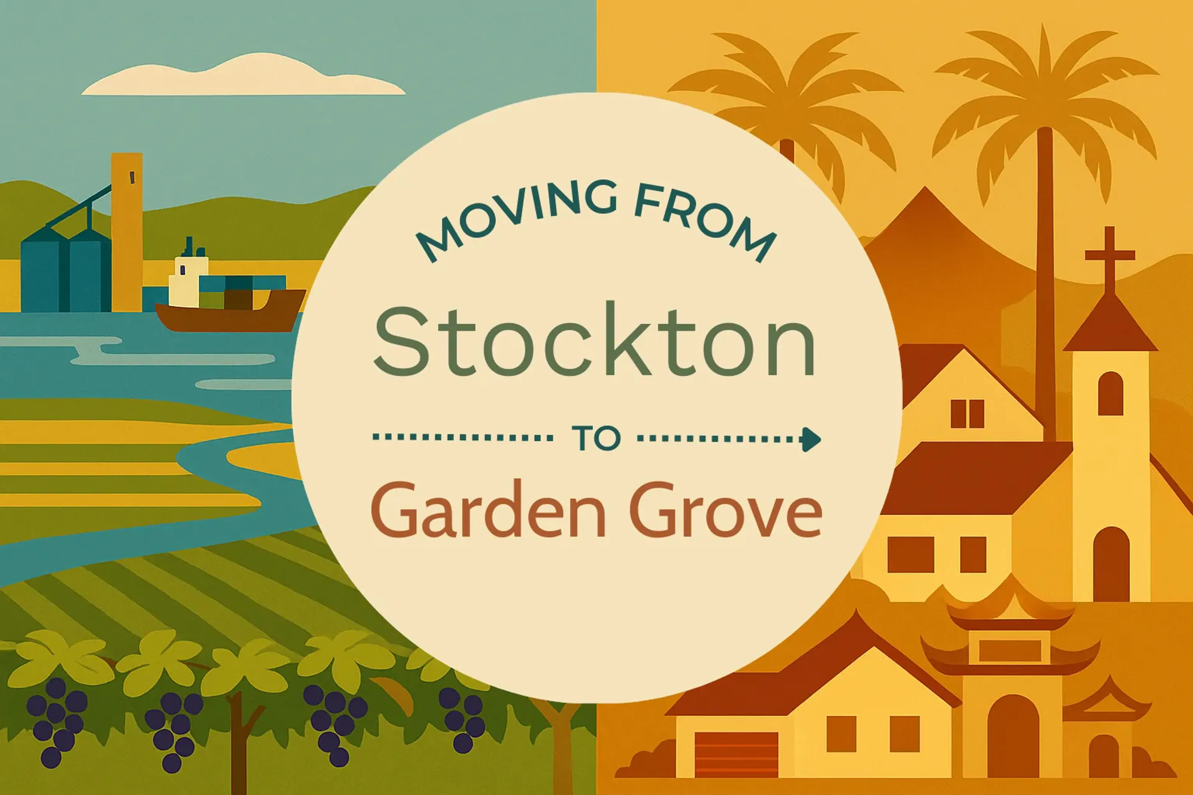 Side-by-side comparison of Stockton to Garden Grove moving companies