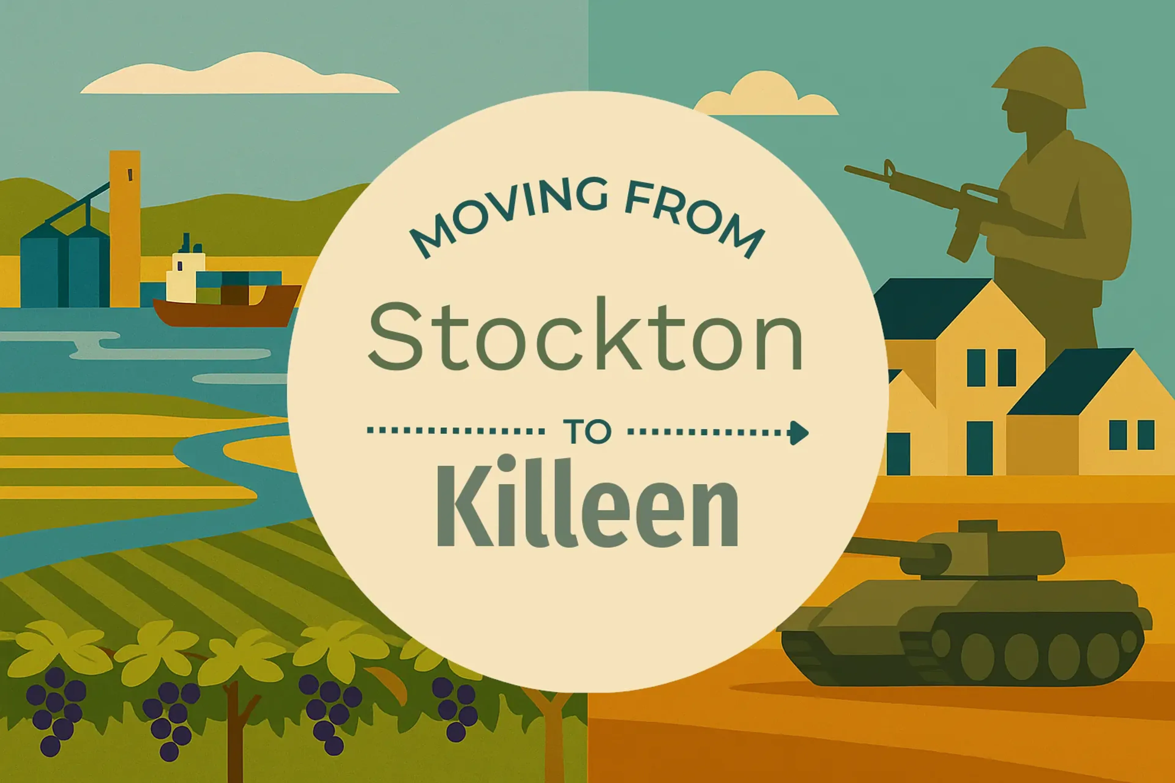 Side-by-side comparison of Stockton to Killeen moving companies