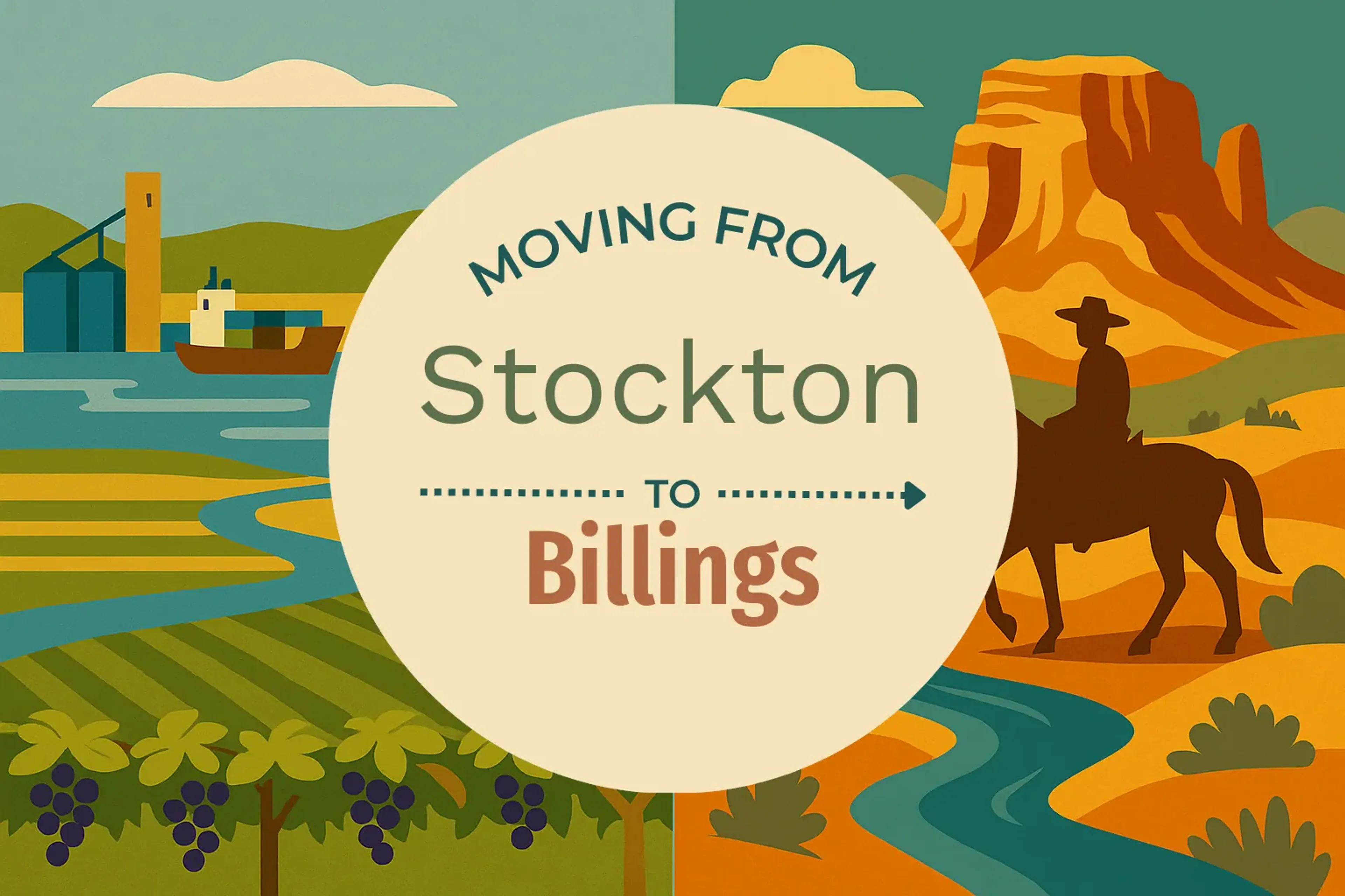 Side-by-side comparison of Stockton to Billings moving companies