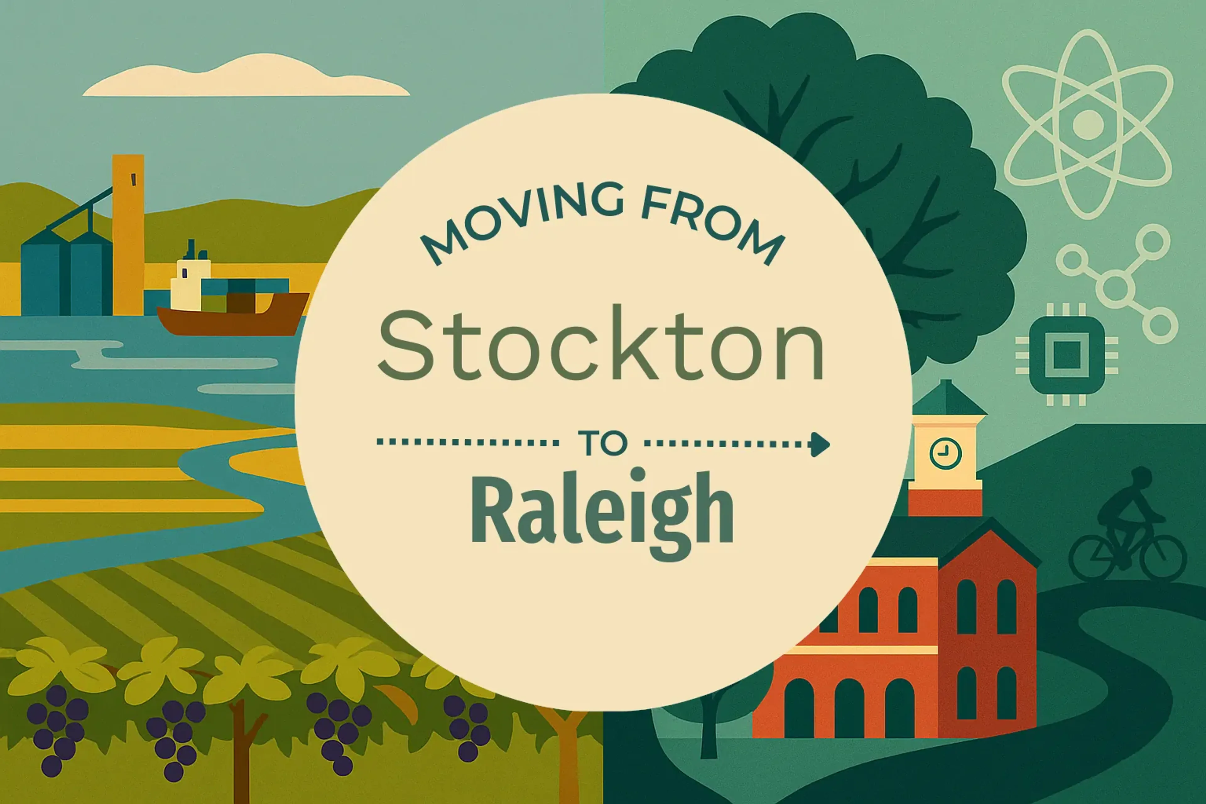 Side-by-side comparison of Stockton to Raleigh moving companies
