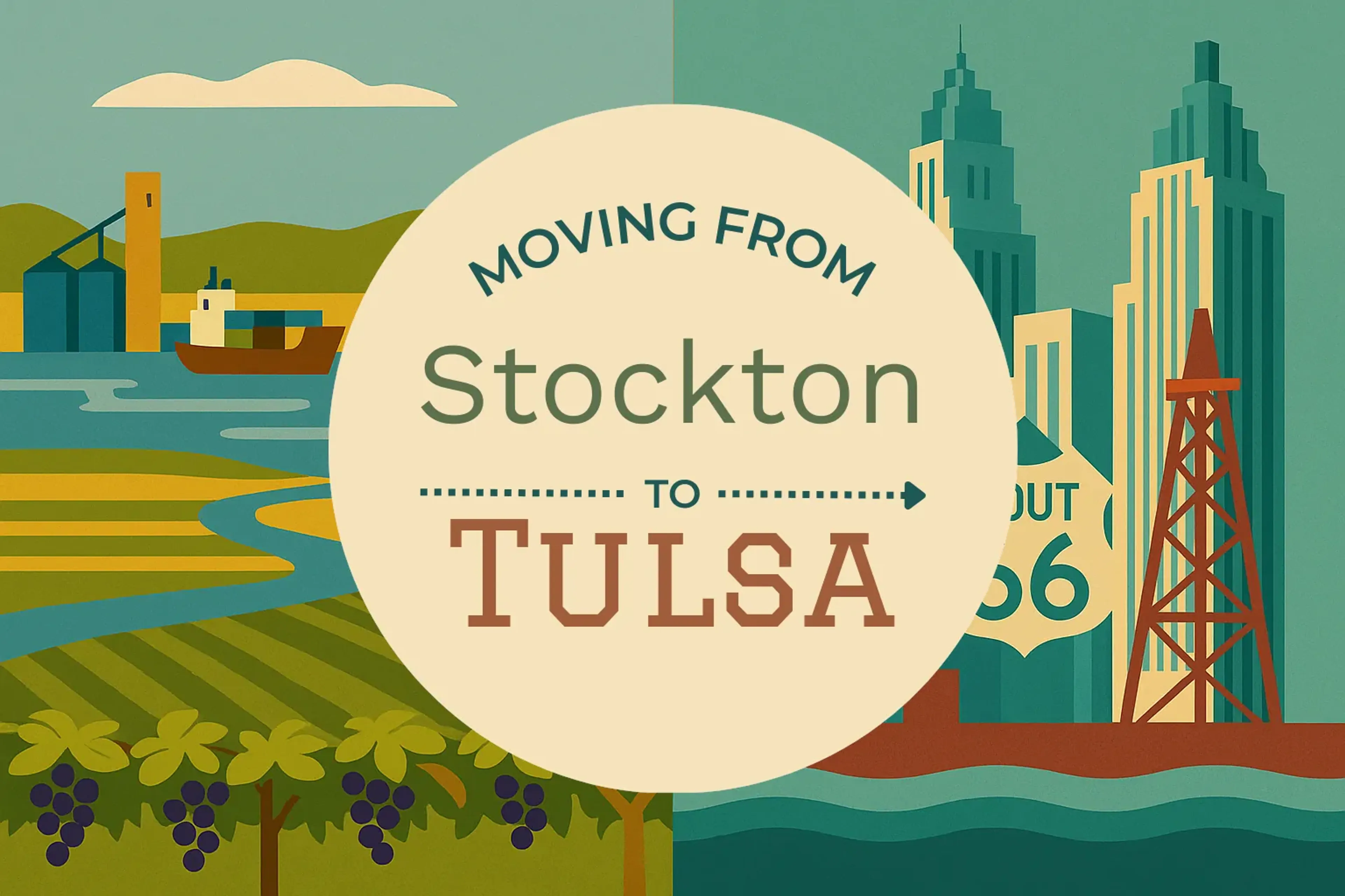 Side-by-side comparison of Stockton to Tulsa moving companies