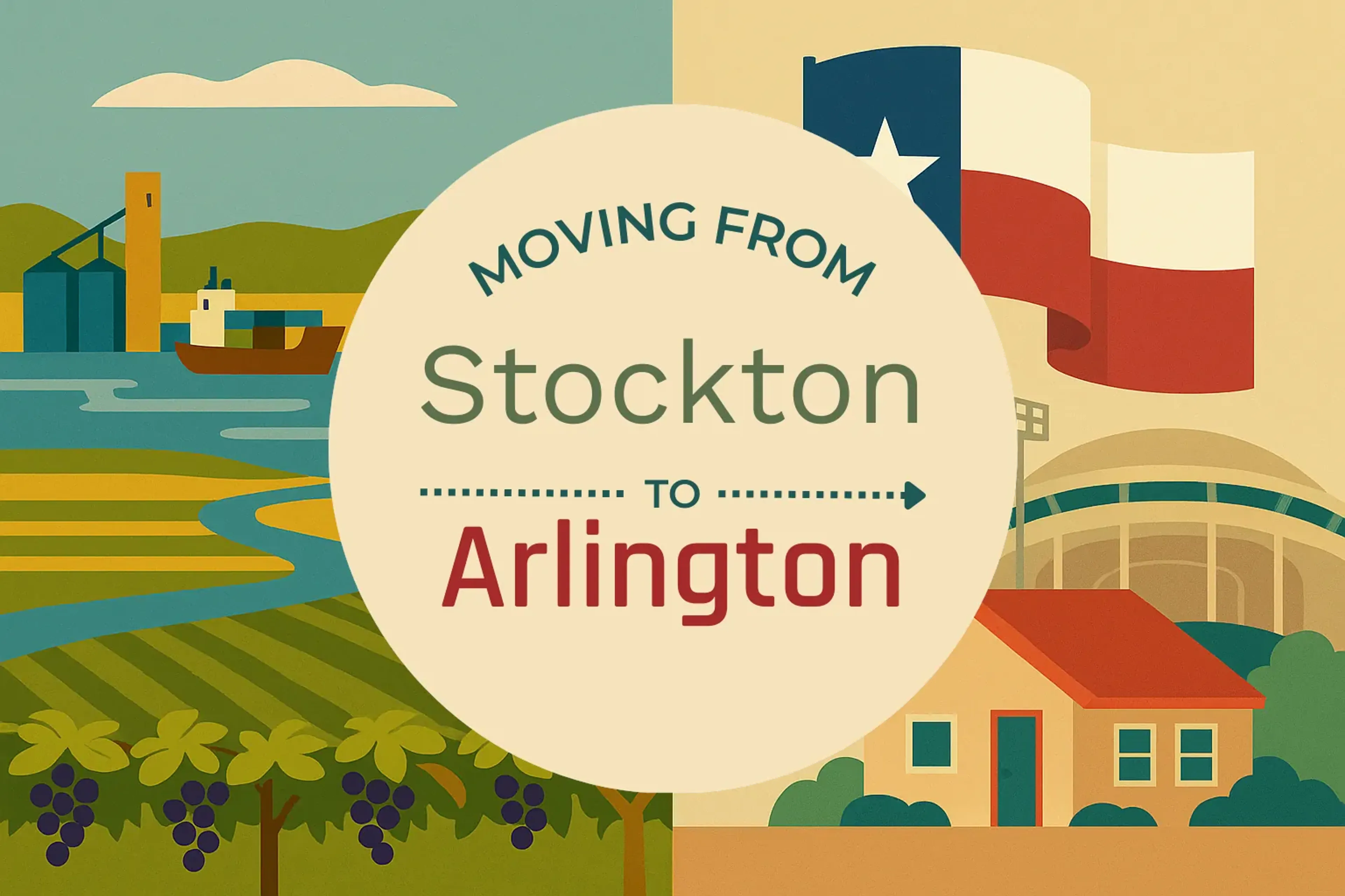 Side-by-side comparison of Stockton to Arlington moving companies