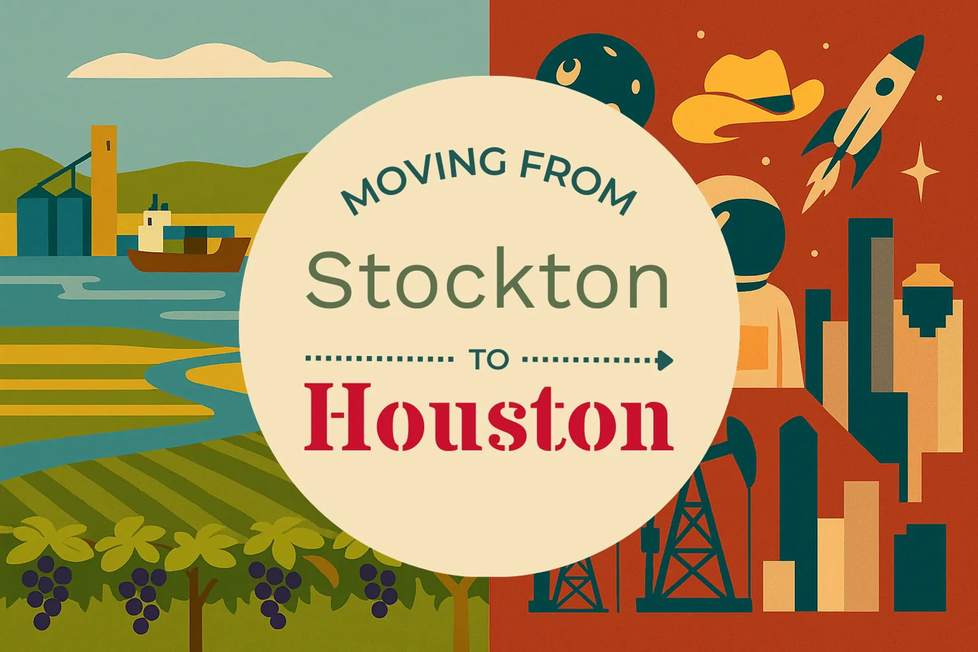 Side-by-side comparison of Stockton to Houston moving companies
