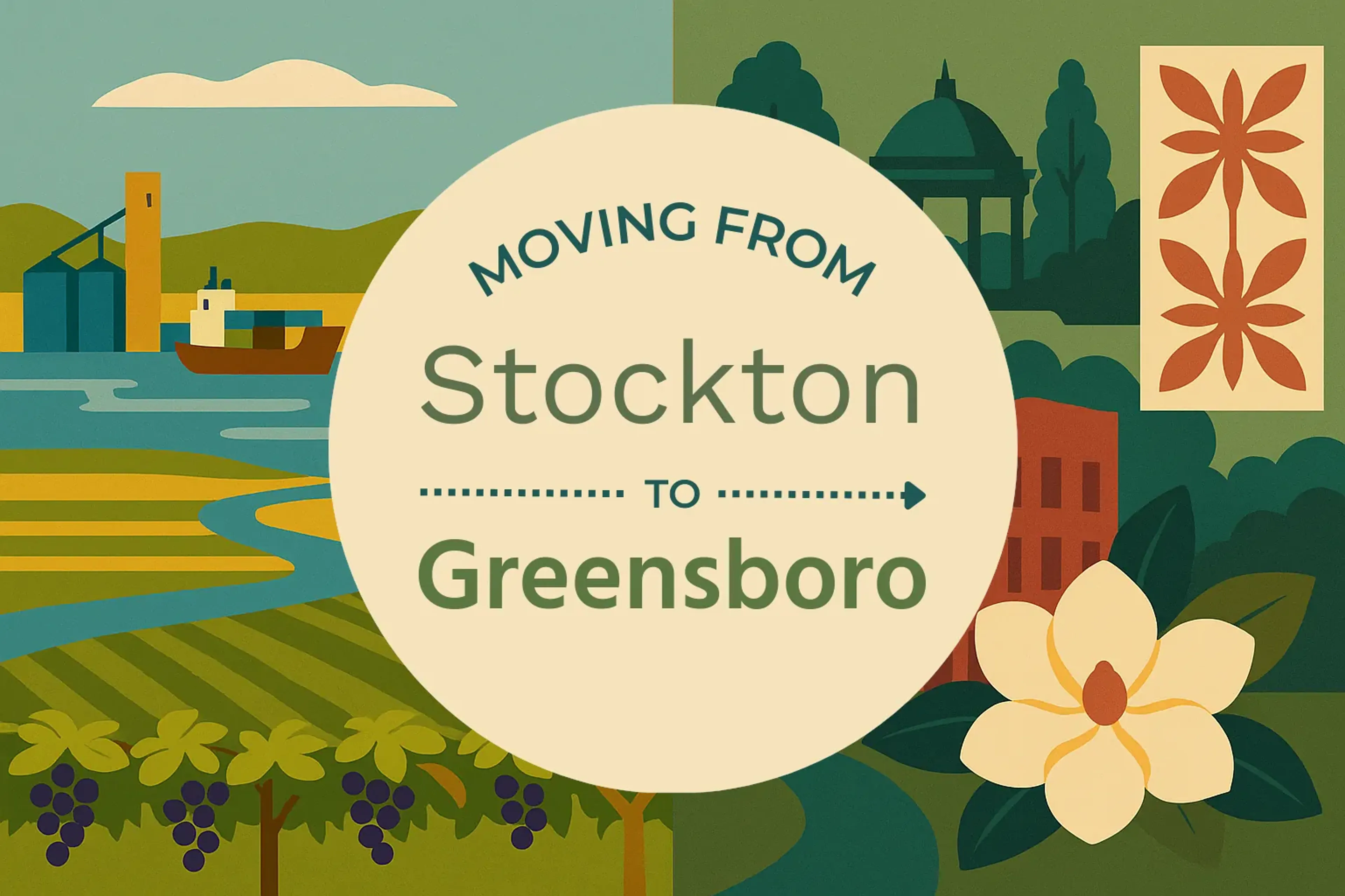Side-by-side comparison of Stockton to Greensboro moving companies