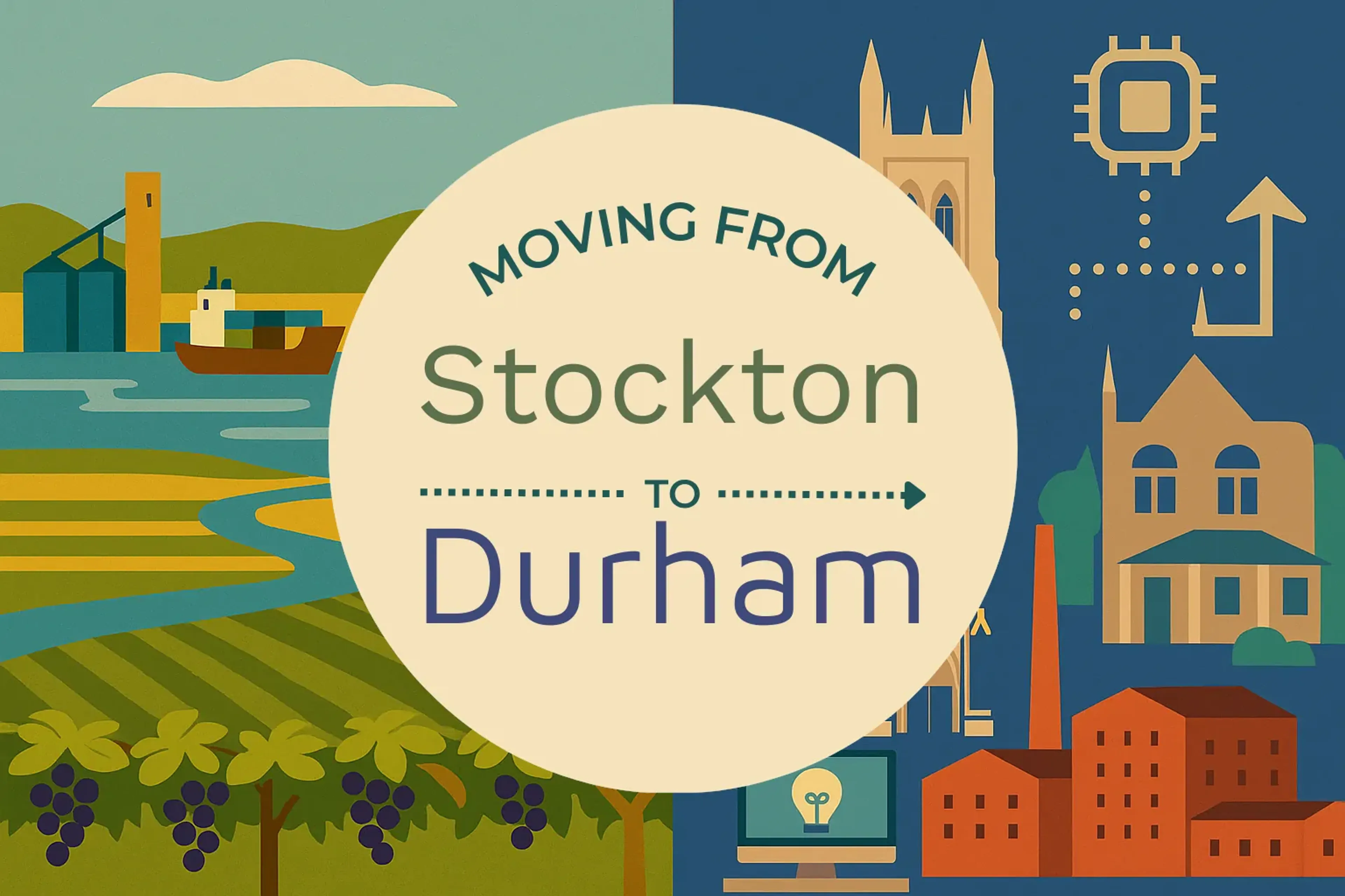 Side-by-side comparison of Stockton to Durham moving companies