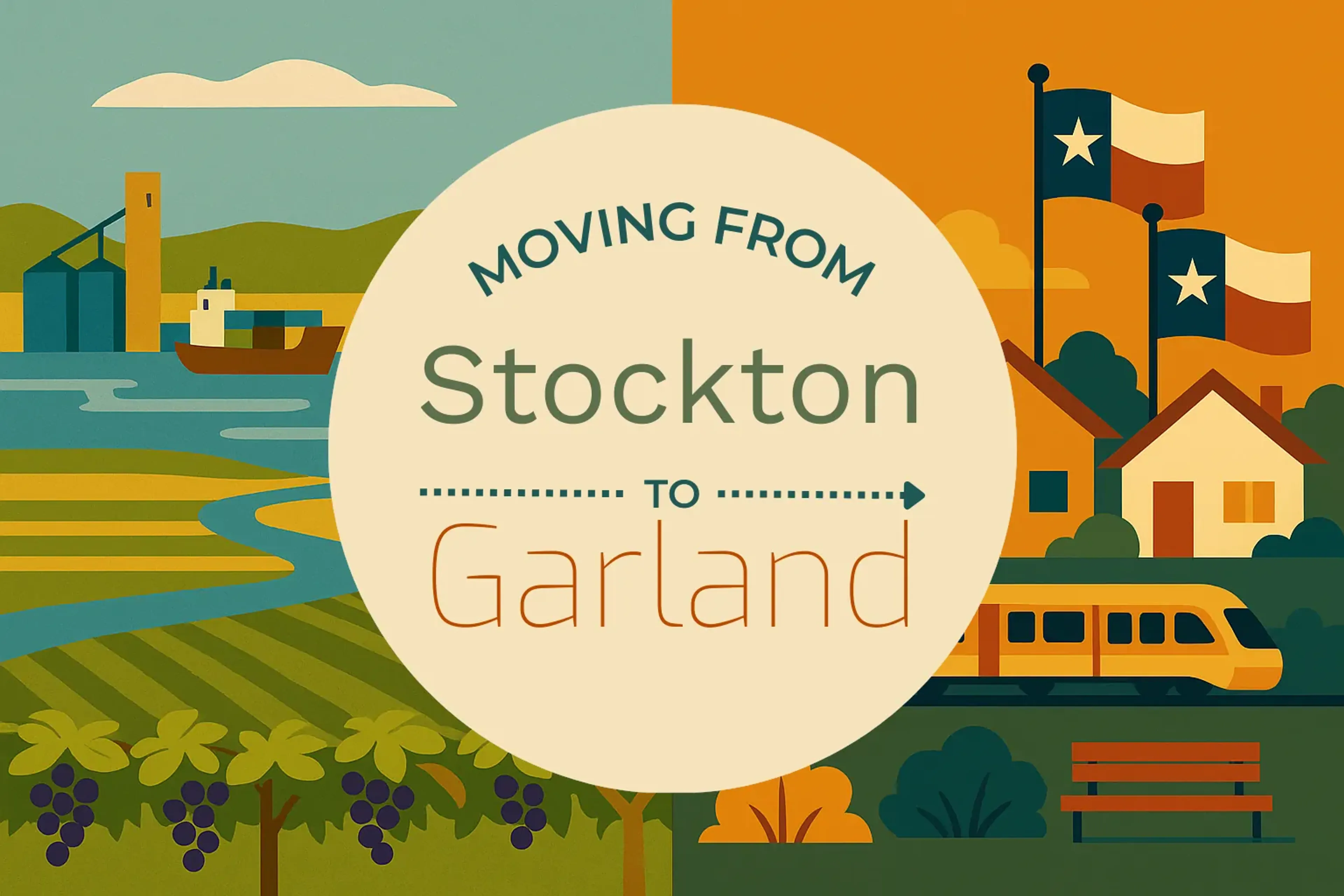 Side-by-side comparison of Stockton to Garland moving companies