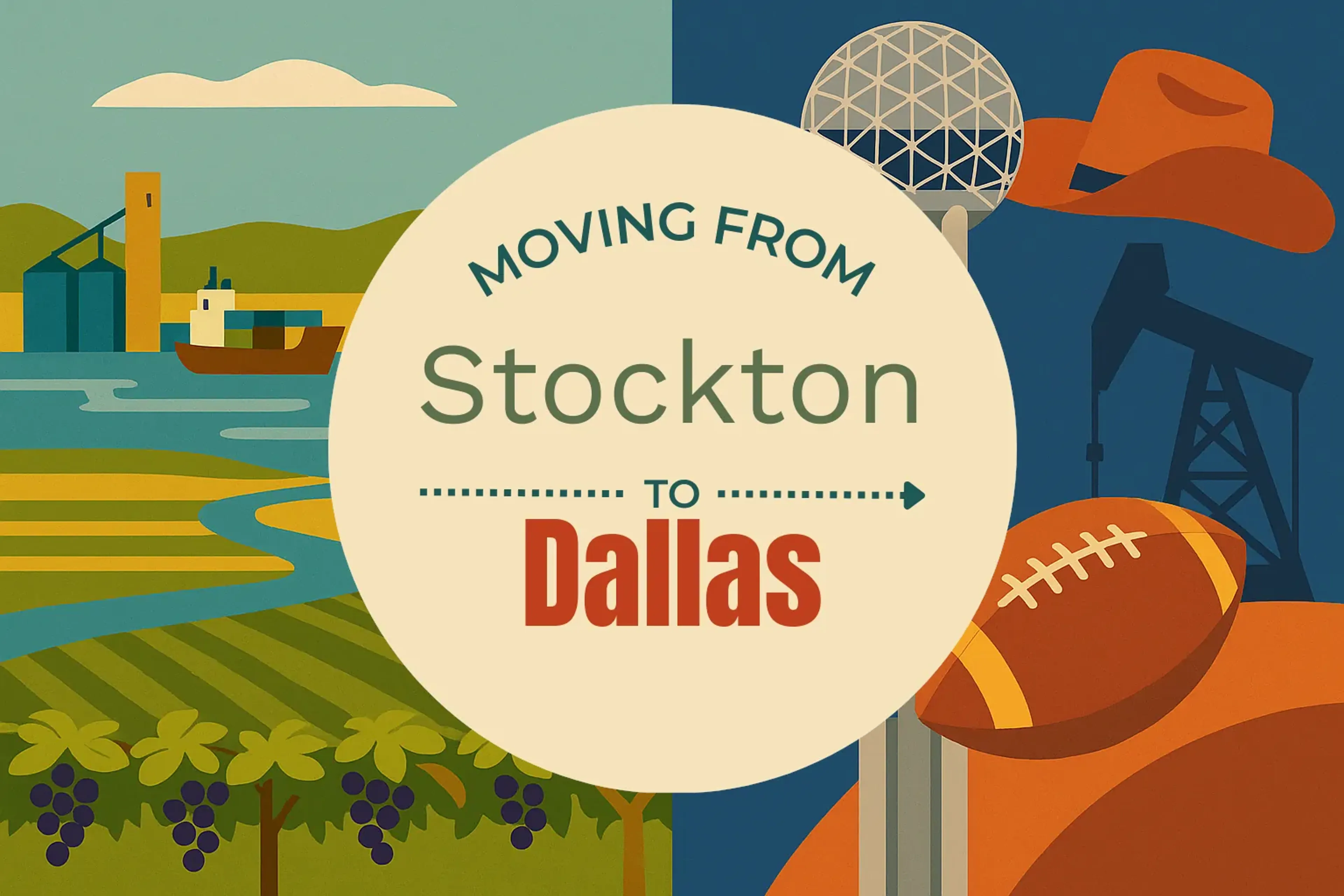 Side-by-side comparison of Stockton to Dallas moving companies