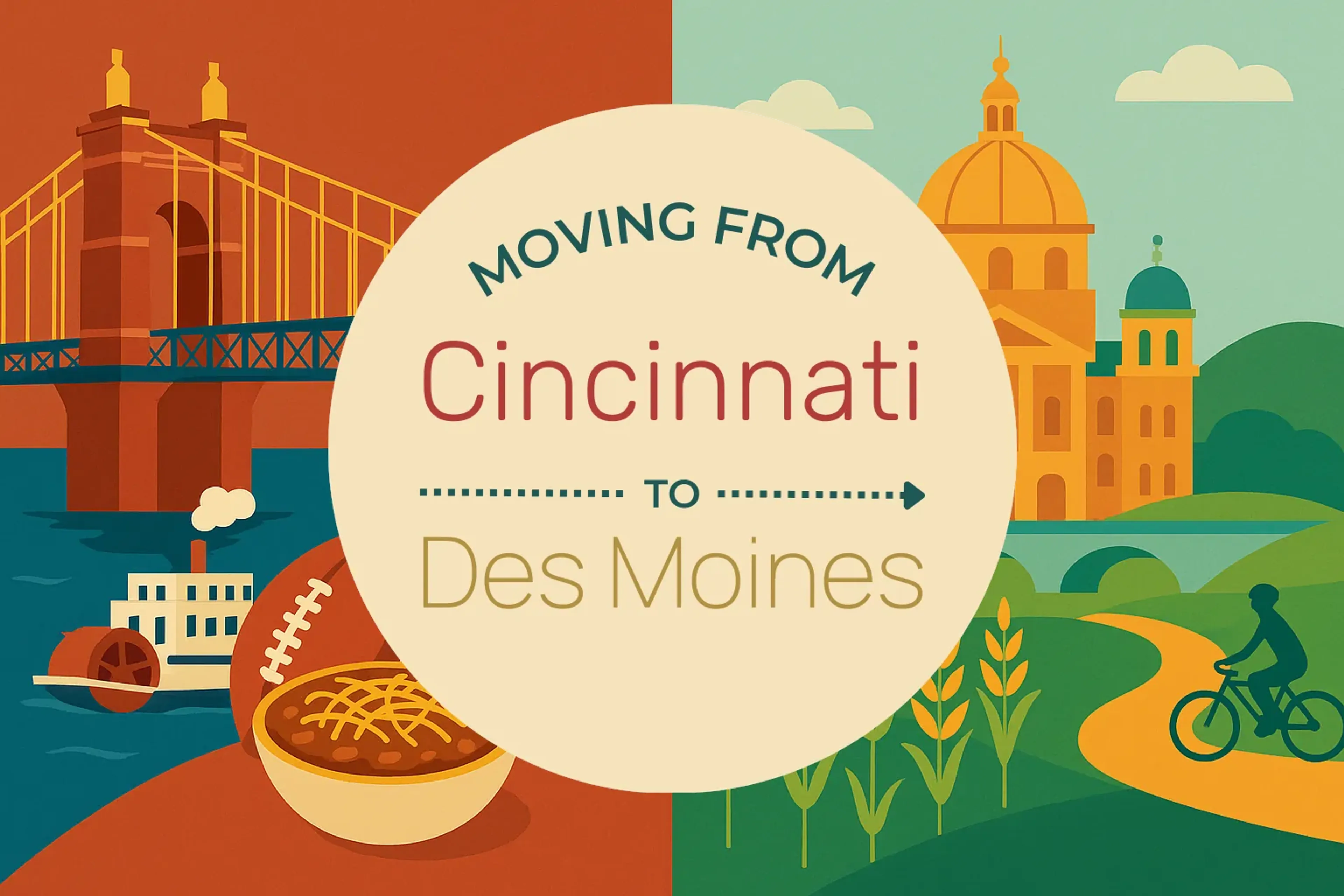Side-by-side comparison of Cincinnati to Des Moines moving companies