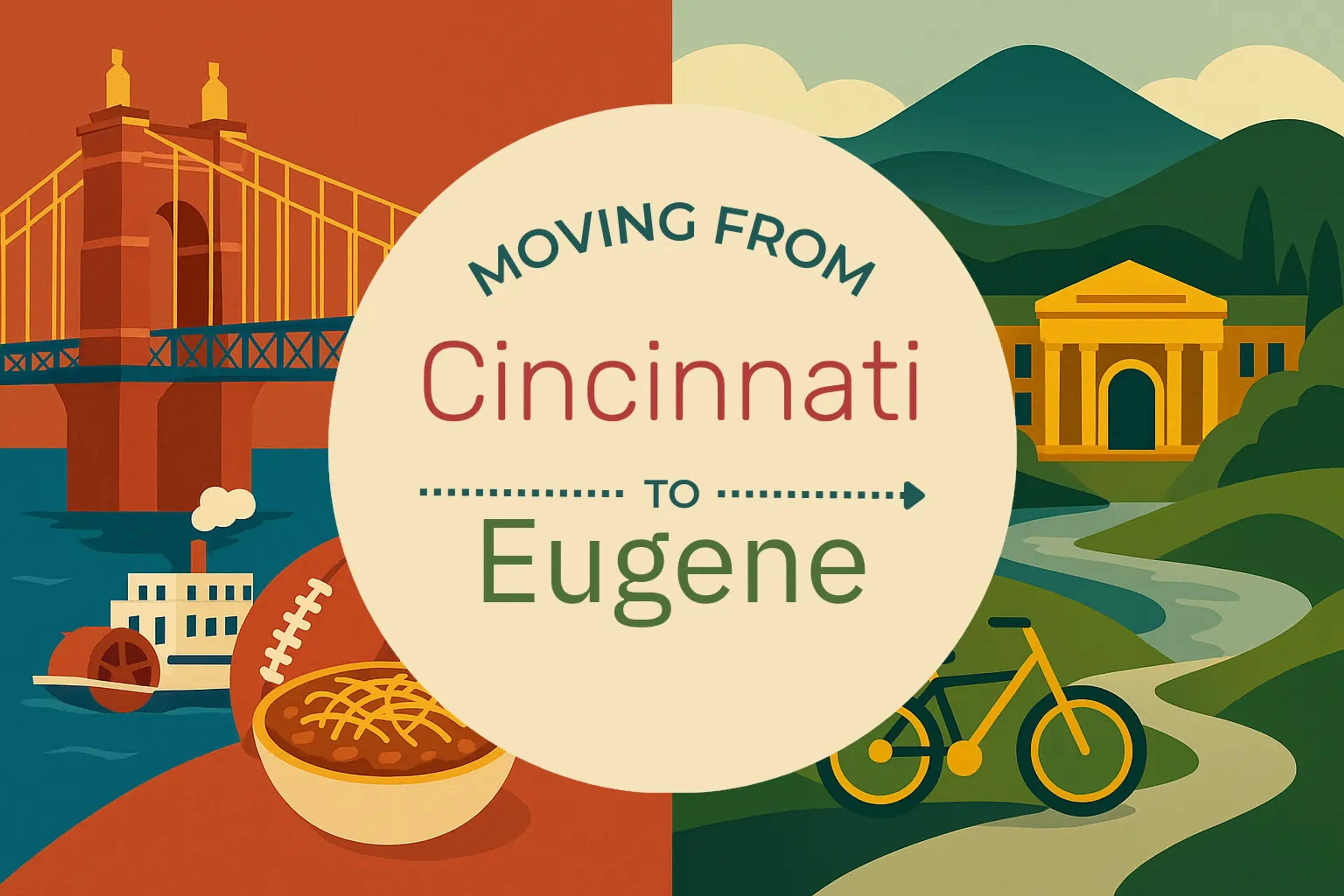 Side-by-side comparison of Cincinnati to Eugene moving companies