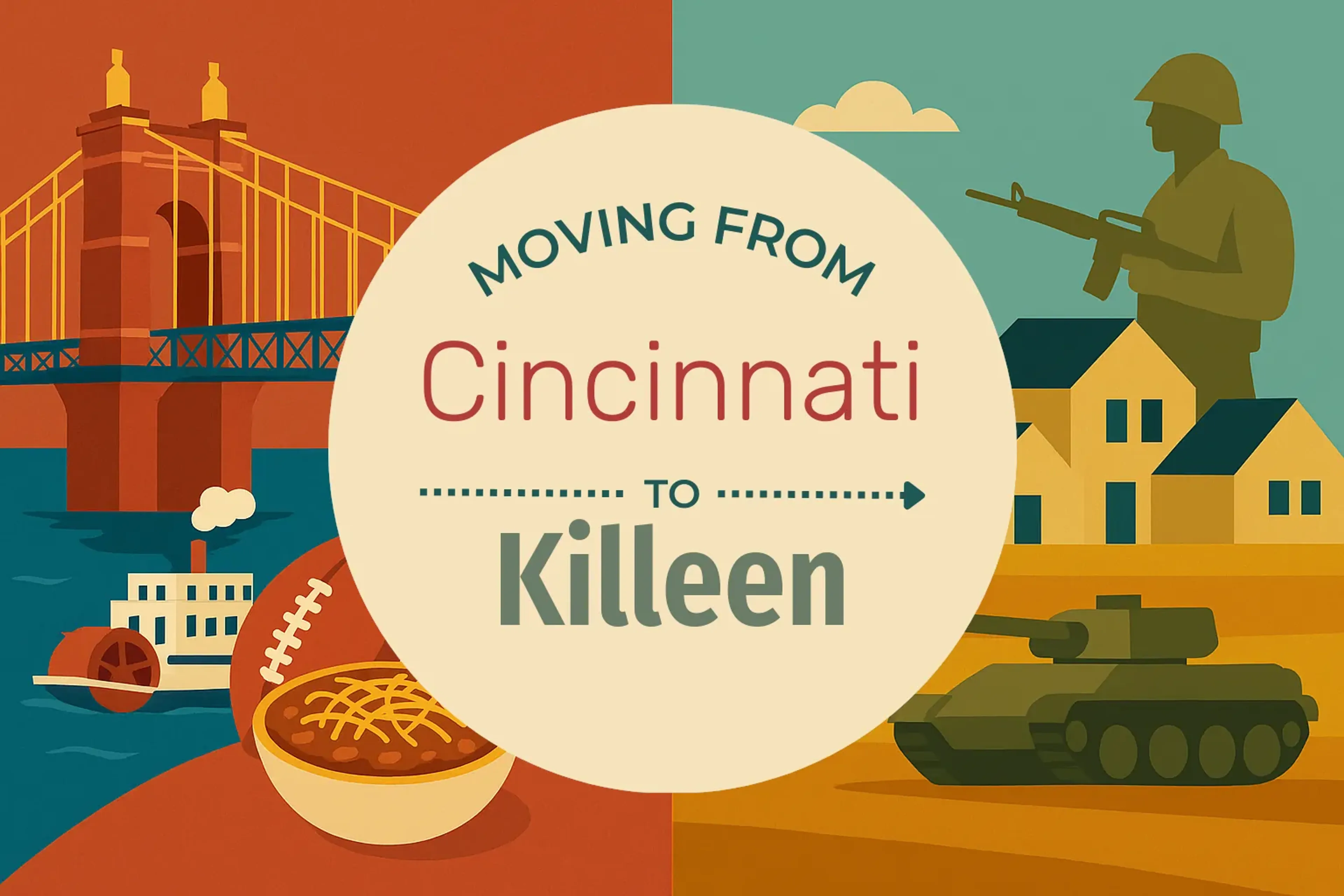 Side-by-side comparison of Cincinnati to Killeen moving companies