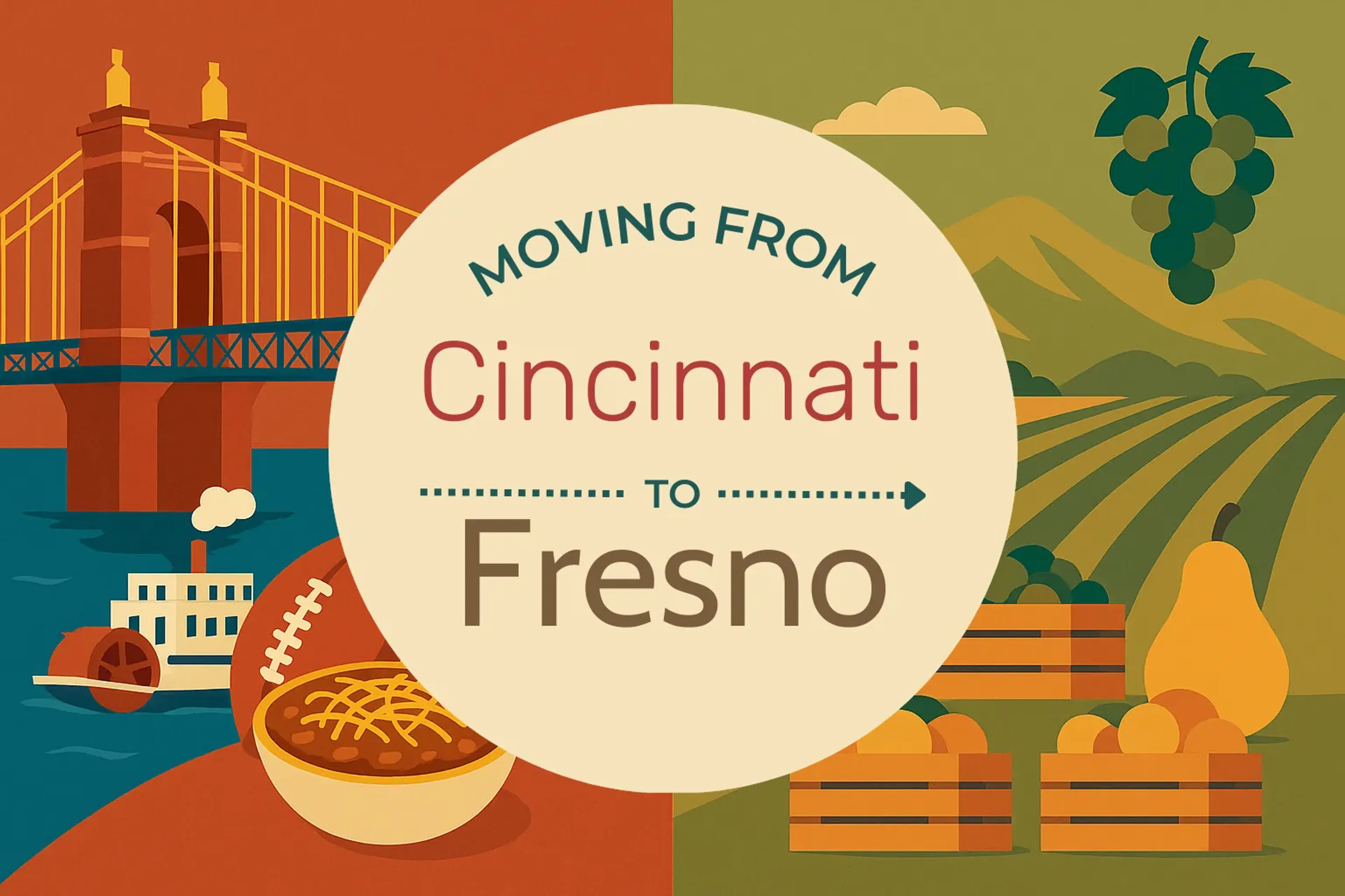 Side-by-side comparison of Cincinnati to Fresno moving companies