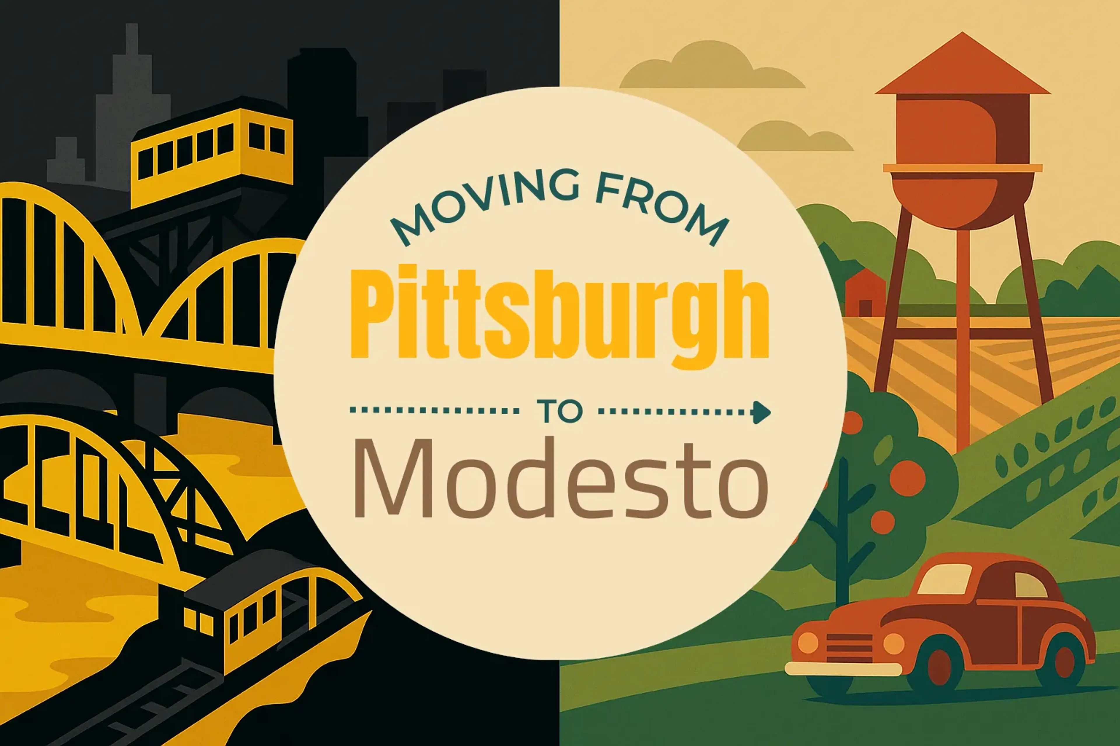 Side-by-side comparison of Pittsburgh to Modesto moving companies