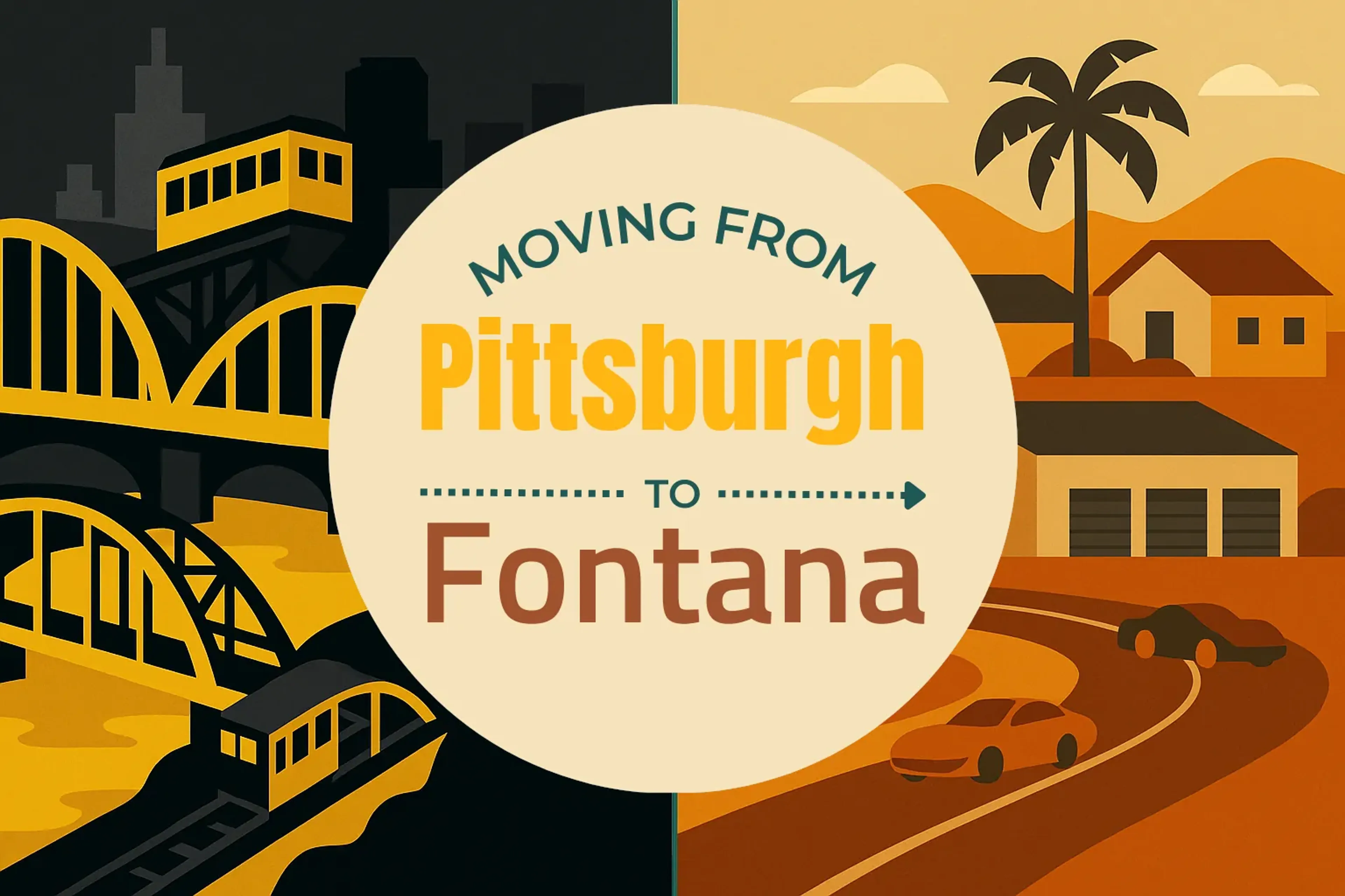 Side-by-side comparison of Pittsburgh to Fontana moving companies