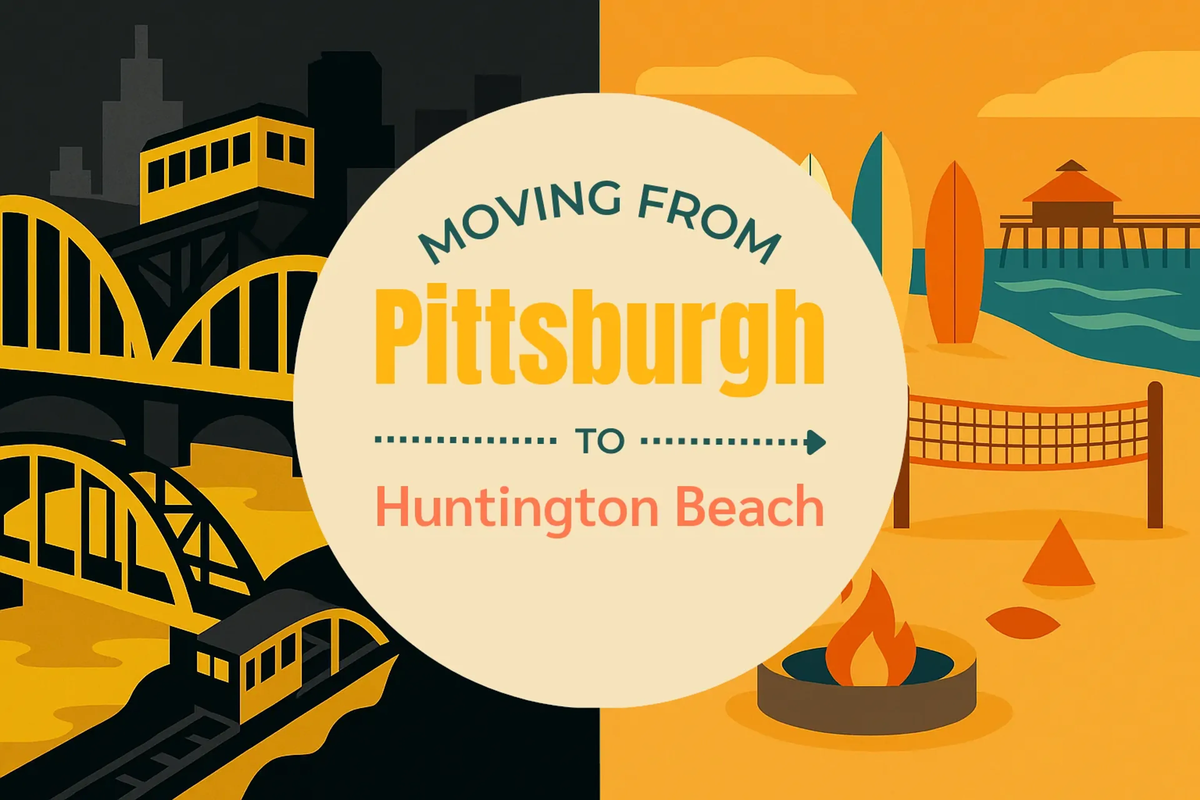 Side-by-side comparison of Pittsburgh to Huntington Beach moving companies