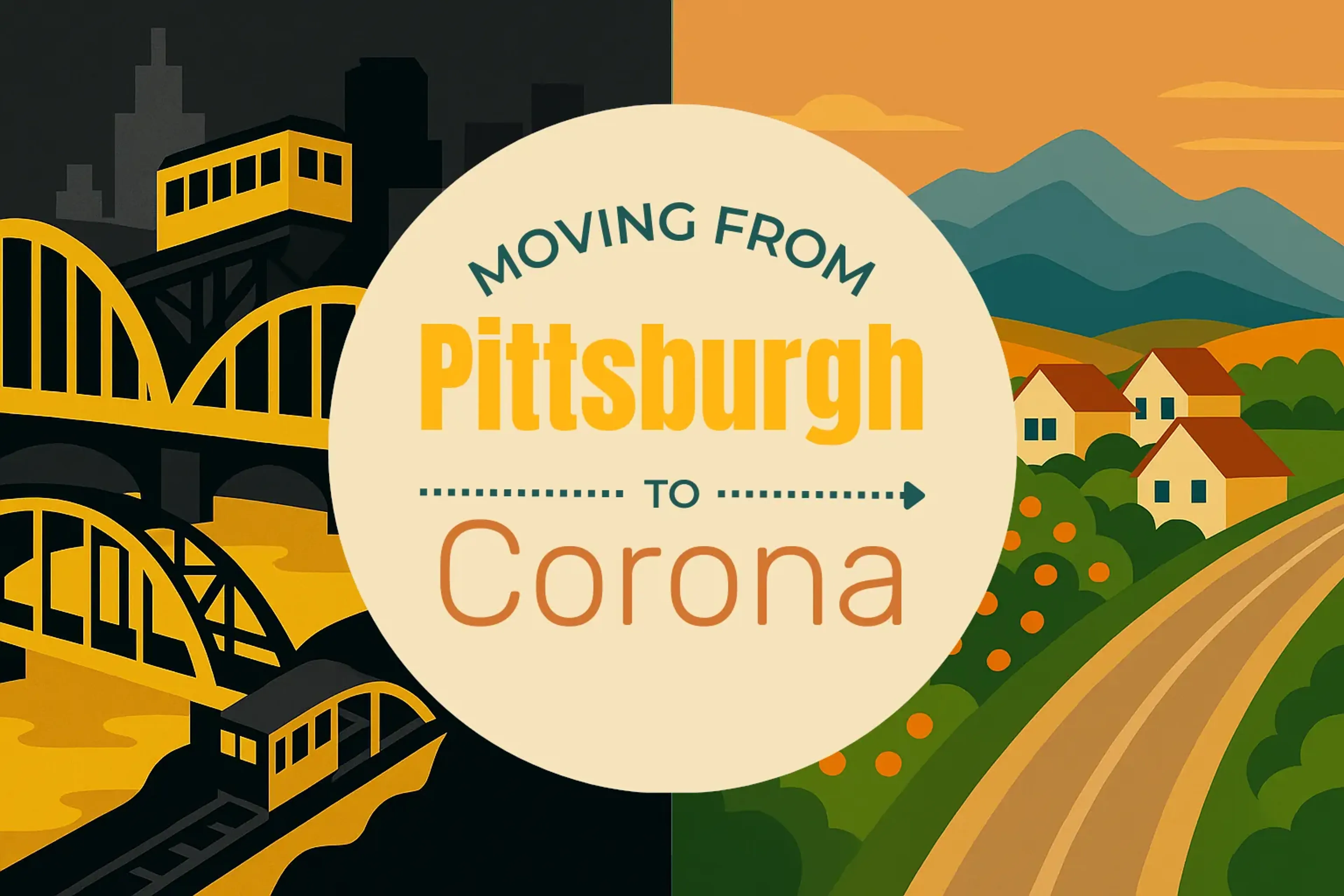 Side-by-side comparison of Pittsburgh to Corona moving companies