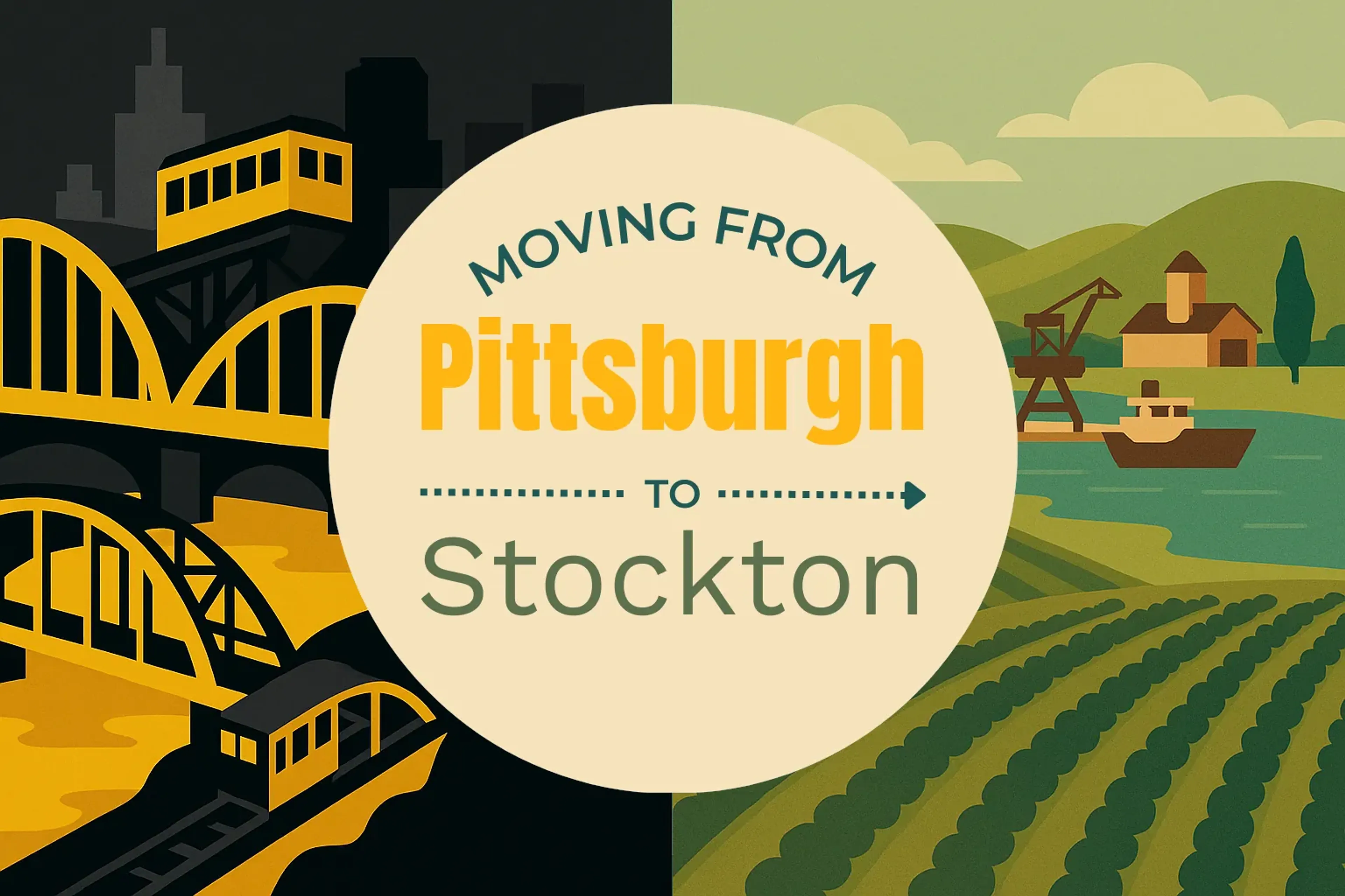 Side-by-side comparison of Pittsburgh to Stockton moving companies