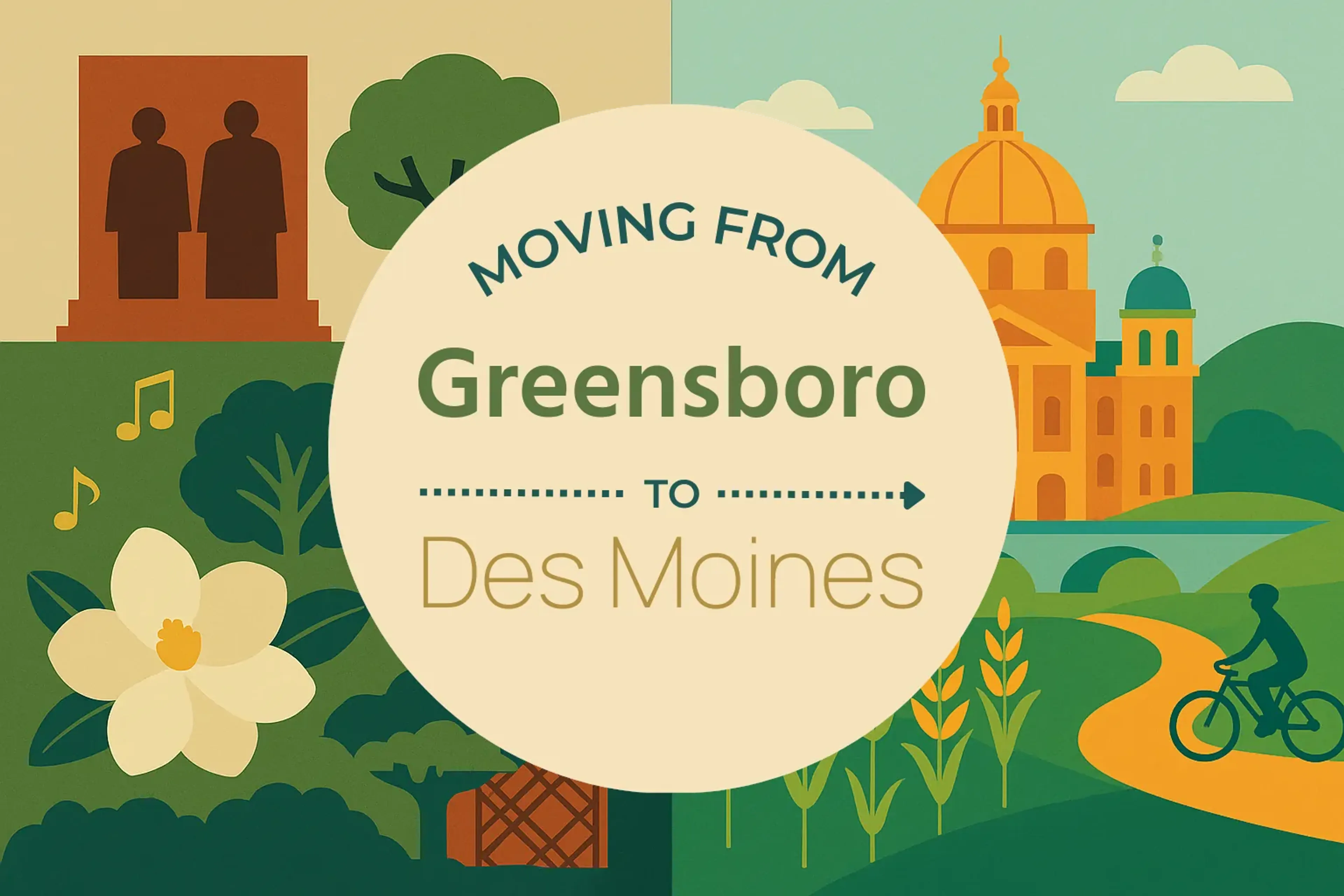 Side-by-side comparison of Greensboro to Des Moines moving companies